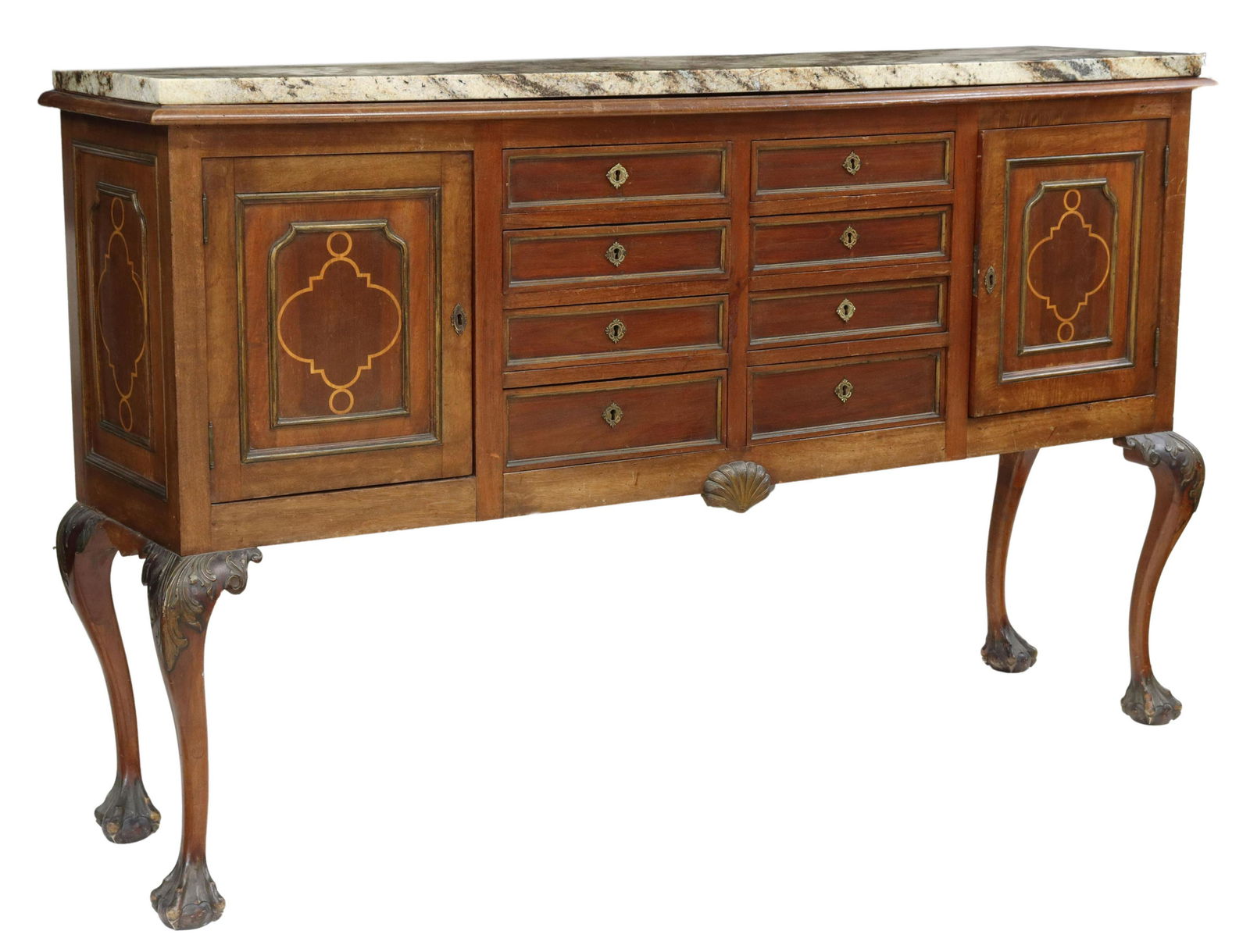 CHIPPENDALE STYLE GRANITE-TOP MAHOGANY SIDEBOARD (1 of 5)
