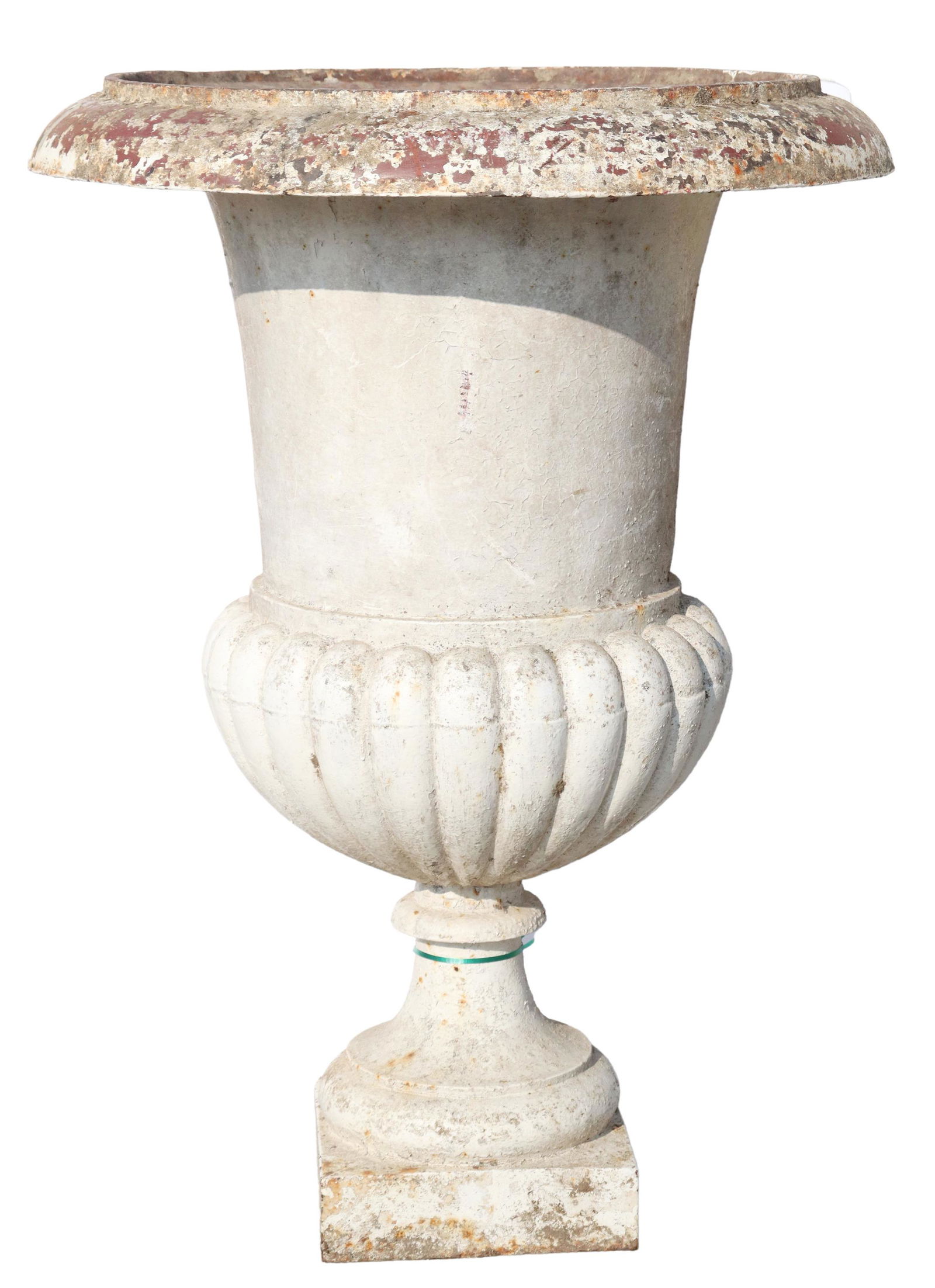 LARGE CAST IRON CAMPANA-FORM GARDEN URN, 41"H (1 of 4)