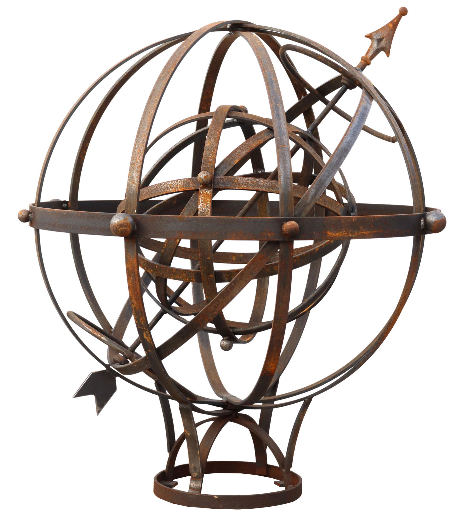LARGE ARCHITECTURAL IRON ARMILLARY SPHERE, 35"H (1 of 2)