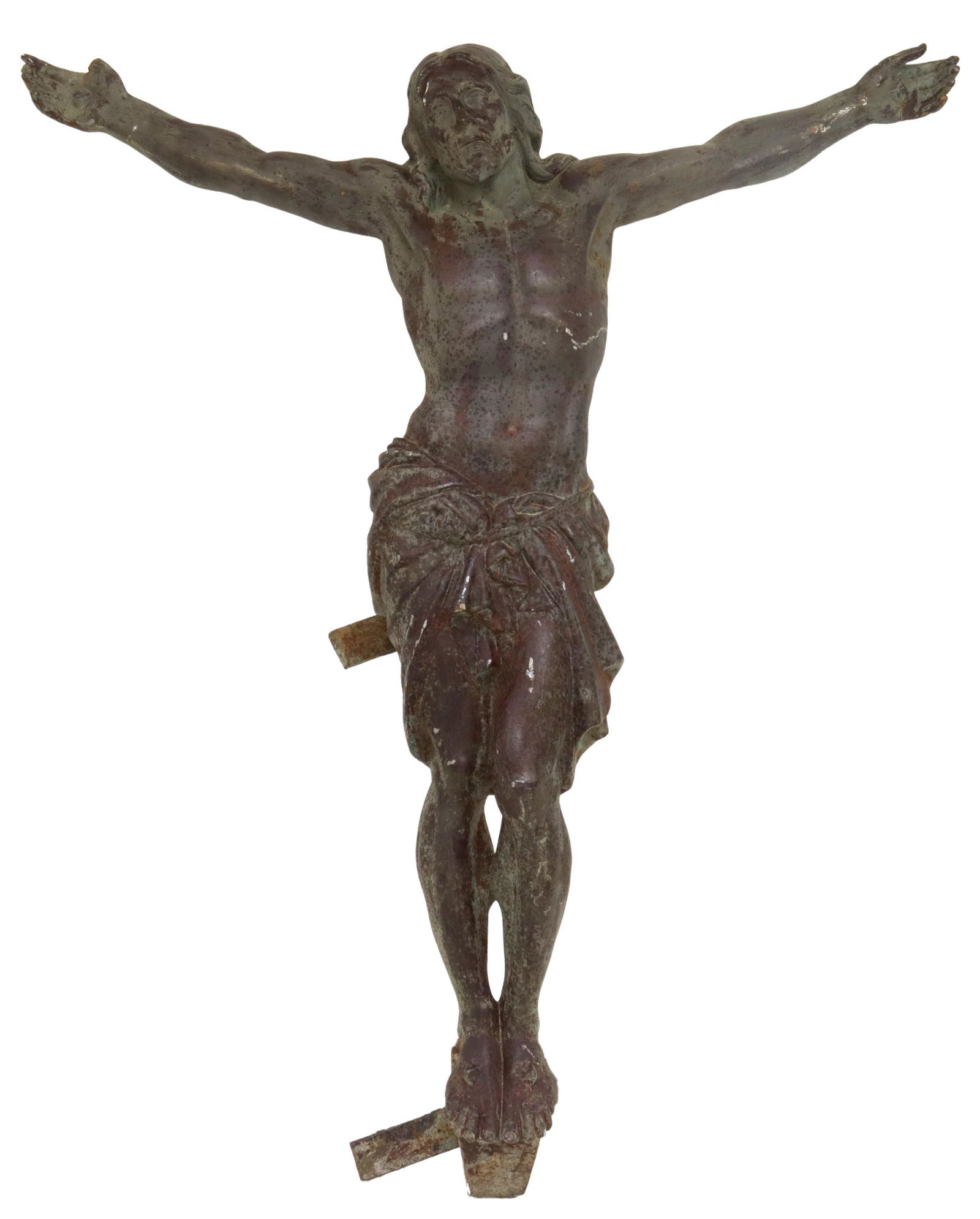FRENCH CAST IRON CORPUS CHRISTI CRUCIFIX FIGURE (1 of 4)