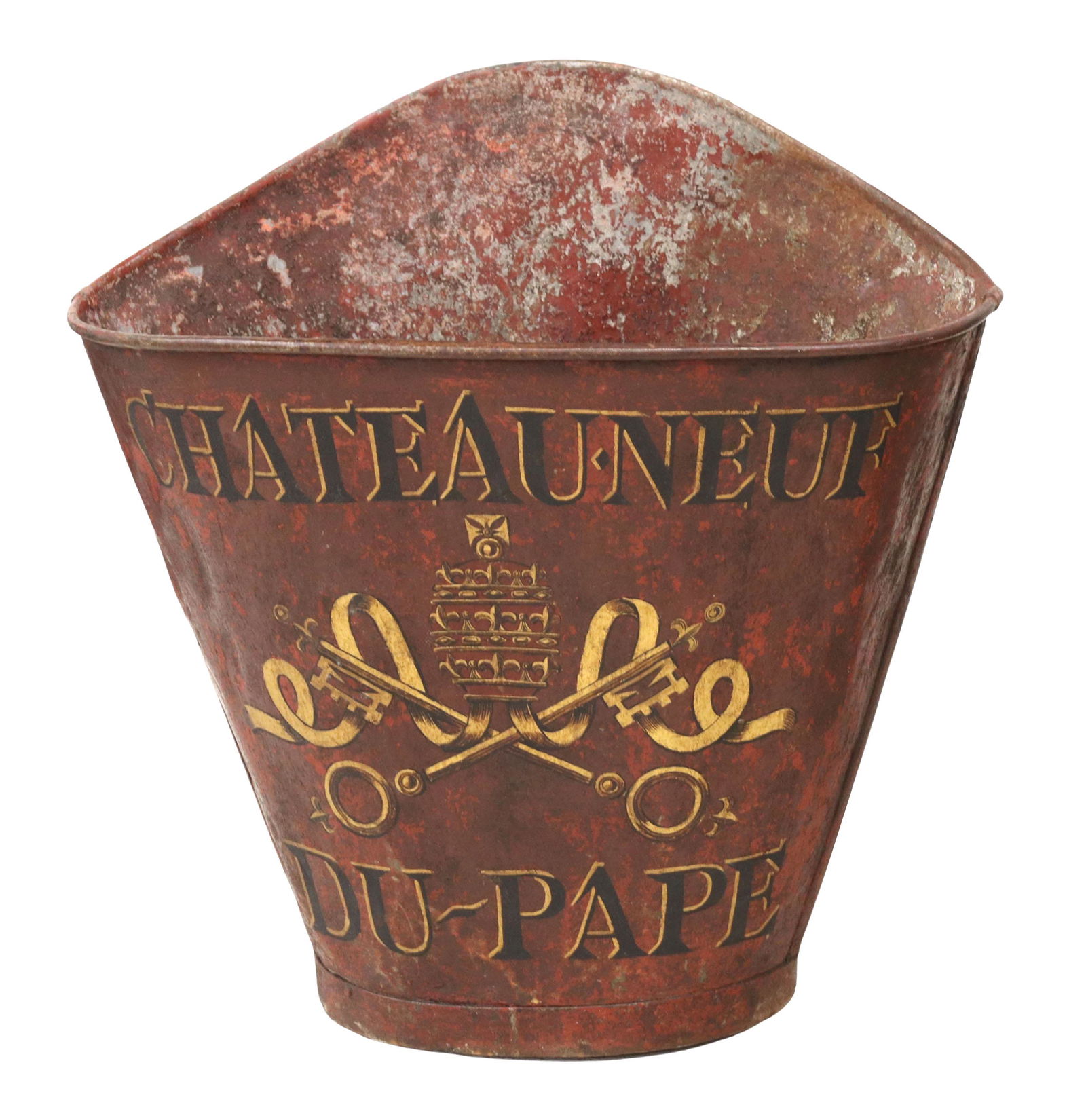 FRENCH VINEYARD PAINTED METAL GRAPE PICKER'S HOTTE (1 of 3)