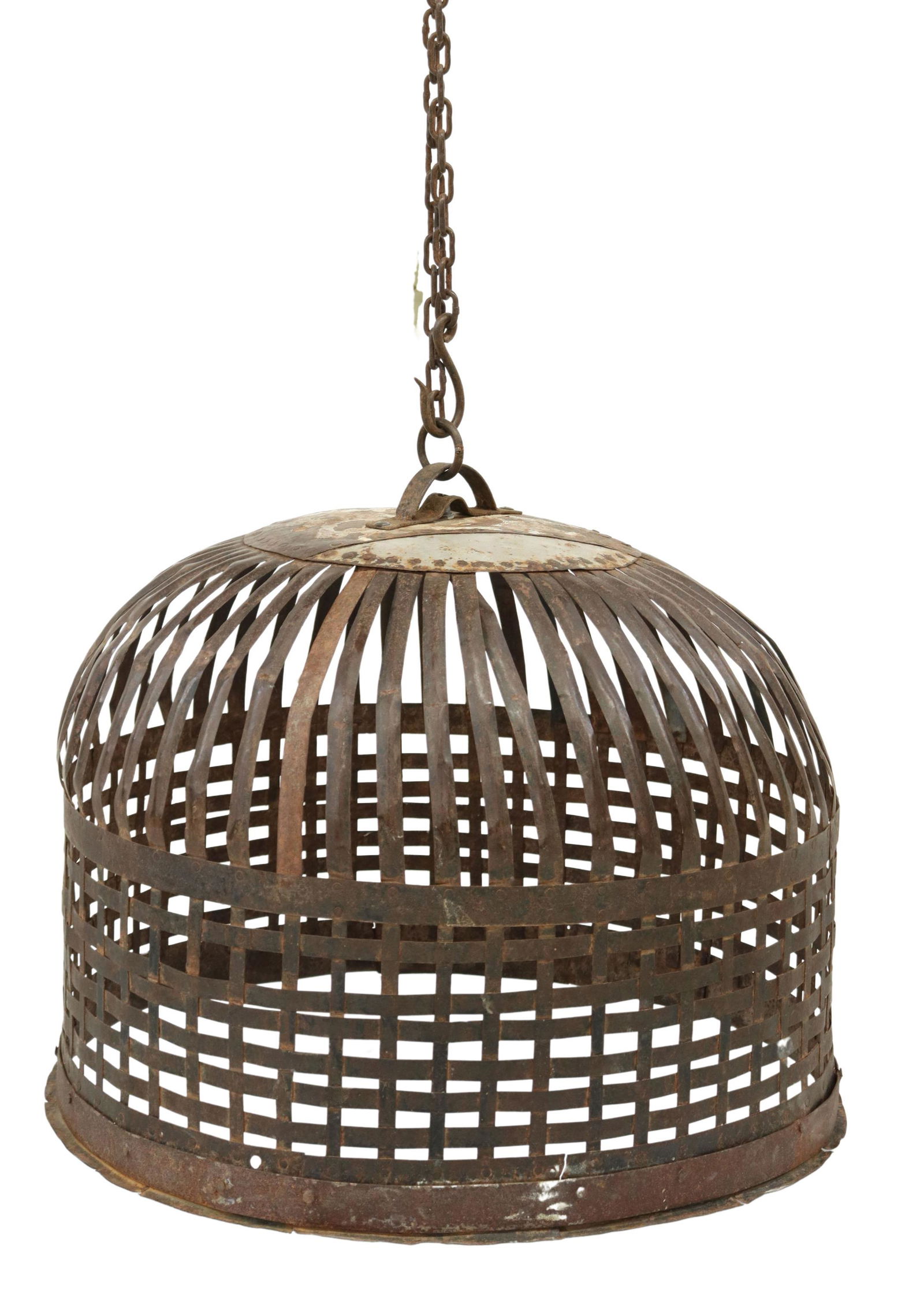 LARGE IRON CHICKEN COOP CAGE ON CHAIN (1 of 2)