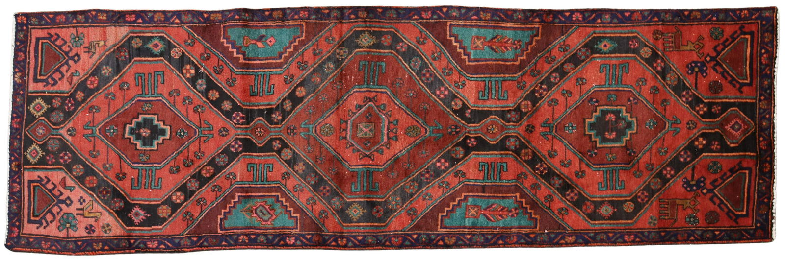 HAND-TIED PERSIAN BIJAR RUNNER, 9'5" X 2'11" (1 of 3)
