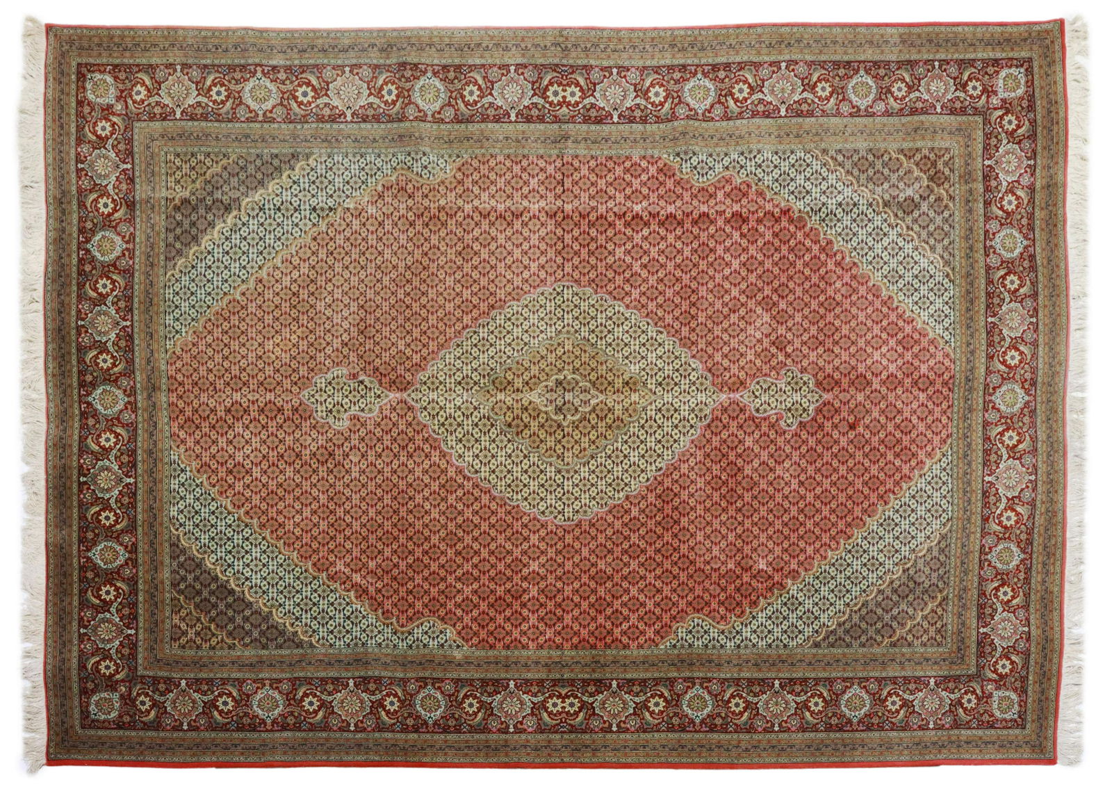 PERSIAN MAHI TABRIZ RUG, 11'4" X 8'0" (1 of 3)