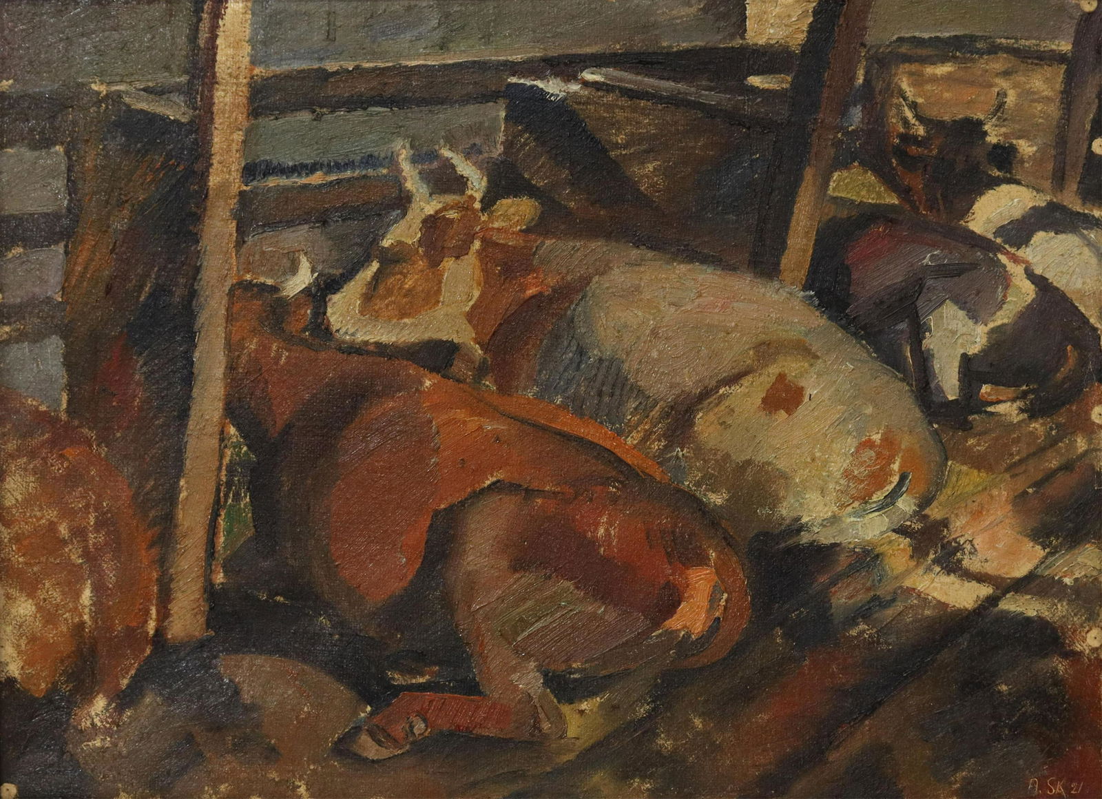 AXEL SKJELBORG (DANISH, 1895-1970) COWS PAINTING (1 of 5)