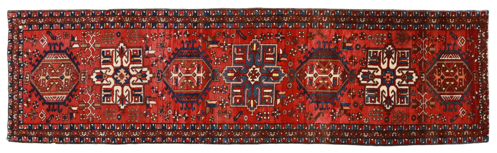 HAND-TIED PERSIAN KARAJA RUNNER RUG, 10'11" X 3'2" (1 of 3)