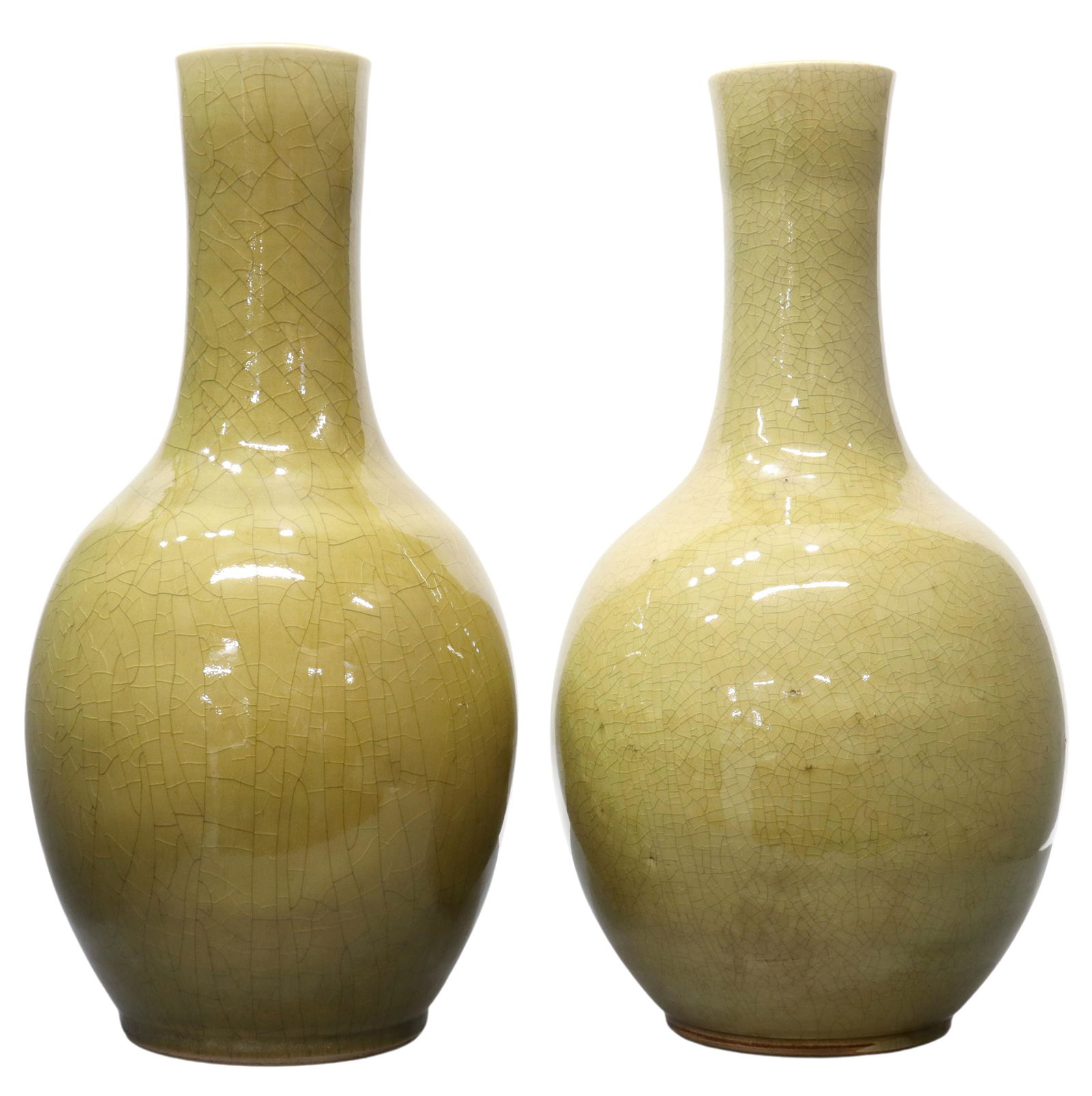 (2) CHINESE GREEN CRACKLE-GLAZE VASES (1 of 4)