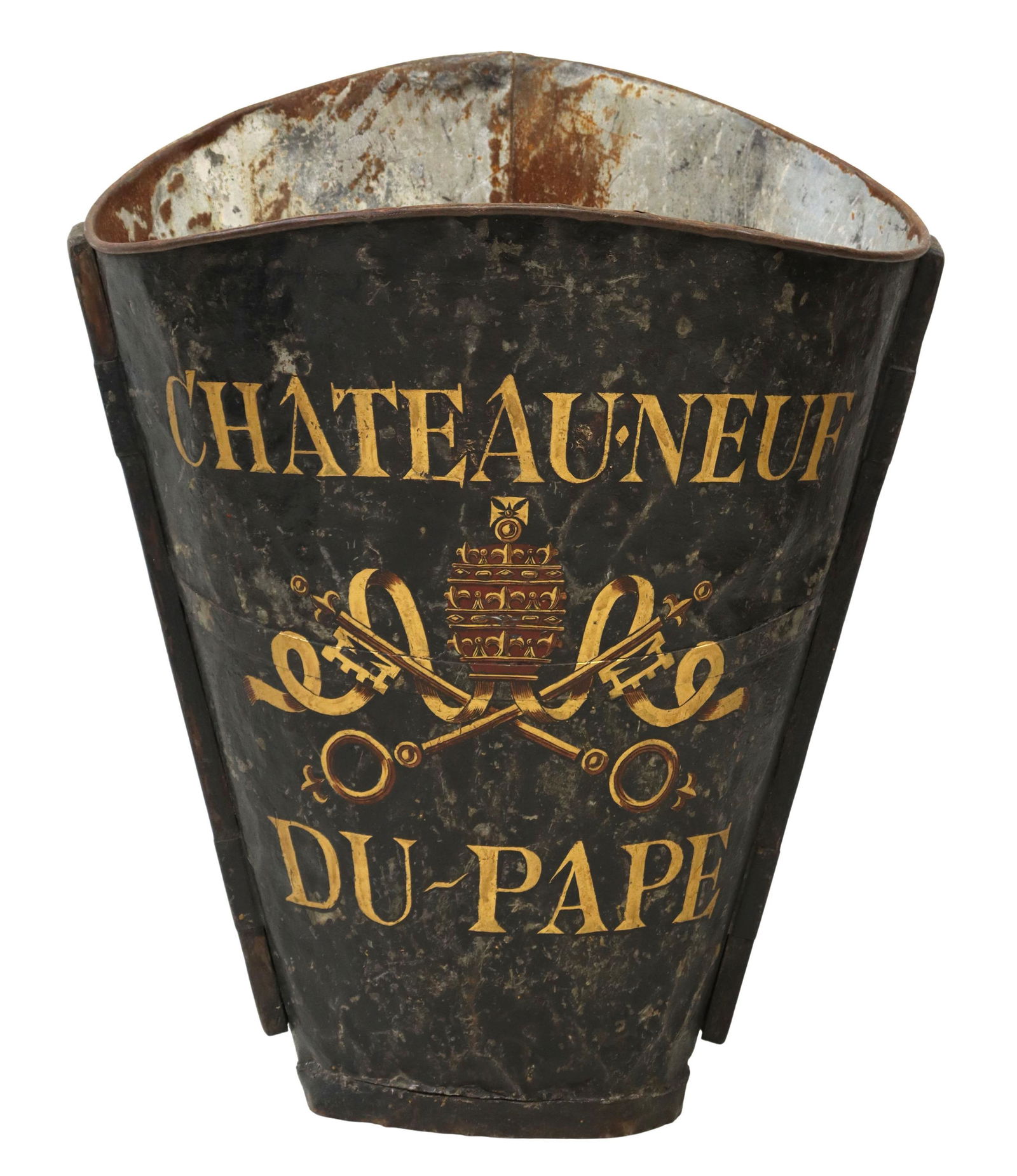 FRENCH VINEYARD PAINTED METAL GRAPE PICKER'S HOTTE (1 of 3)