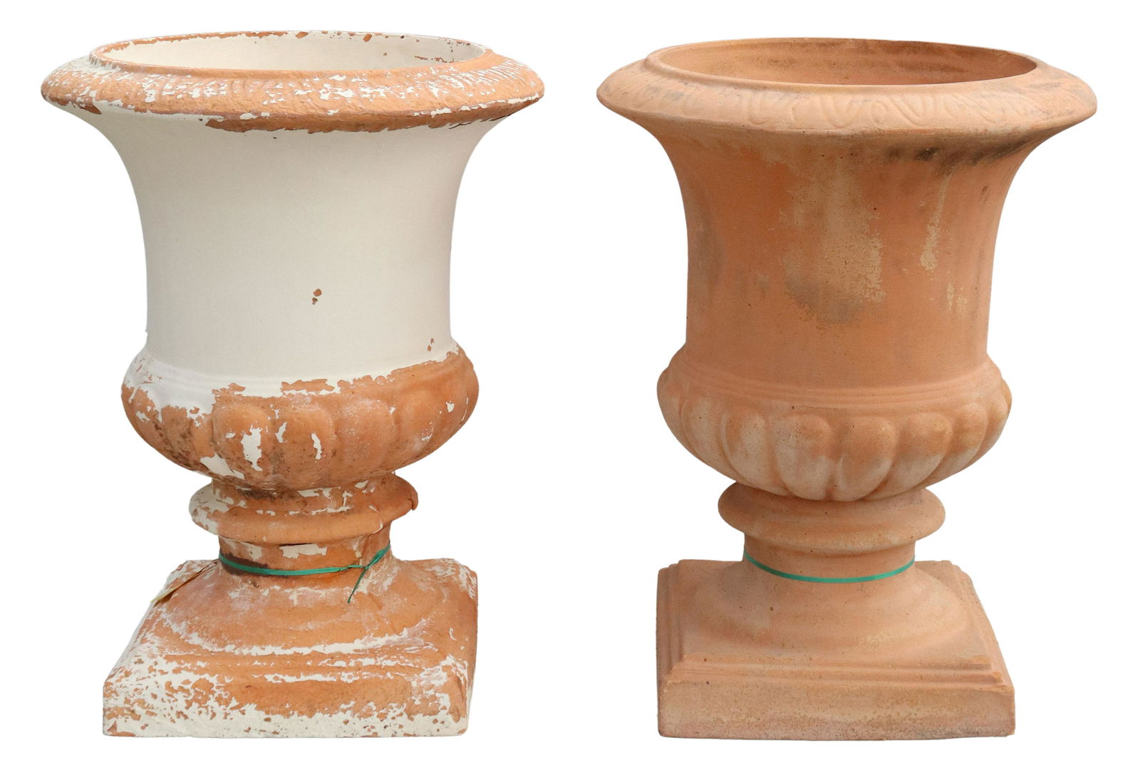 (2) LARGE TERRACOTTA CAMPANA-FORM GARDEN URNS (1 of 4)
