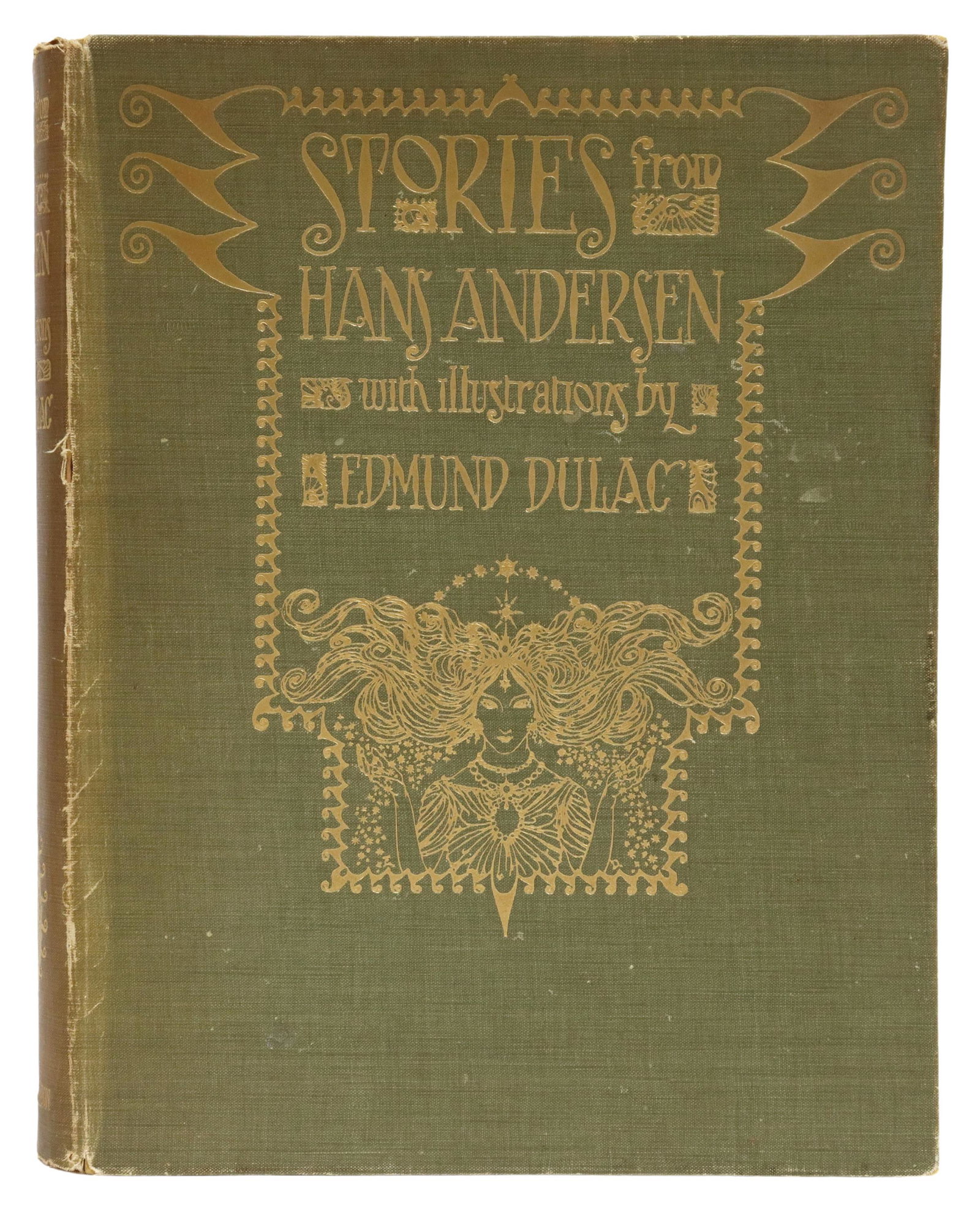 STODDER & HOUGHTON 'STORIES FROM HANS ANDERSON': Book: "Stories from Hans Anderson," with illustrations by Edmund Dulac (French-British, 1882-1953), published by Hodder & Stoughton, London, 1912, having gilt embossed cover and spine, peacock print e