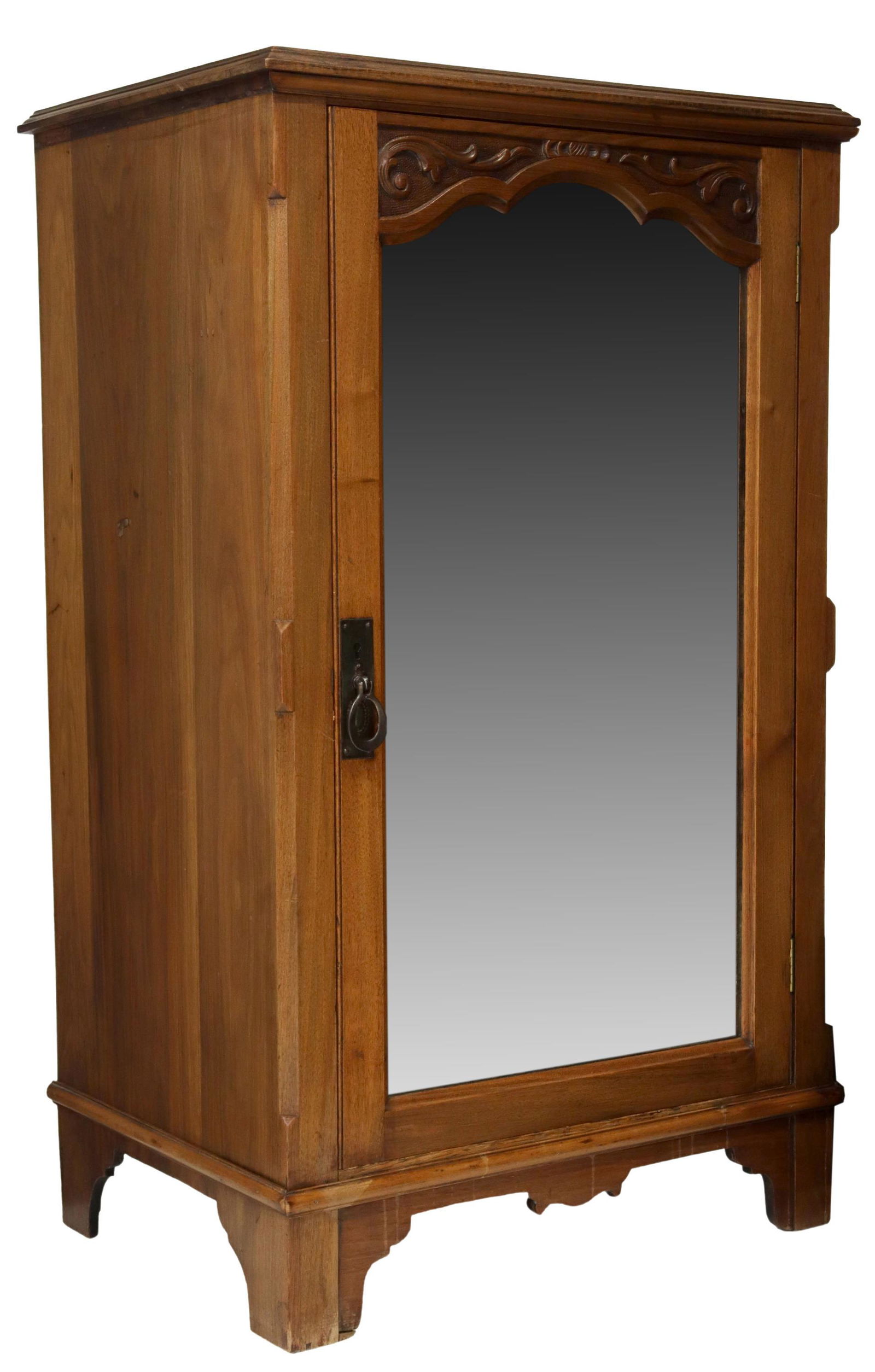 FRENCH WALNUT MIRRORED DOOR HALL CABINET (1 of 5)