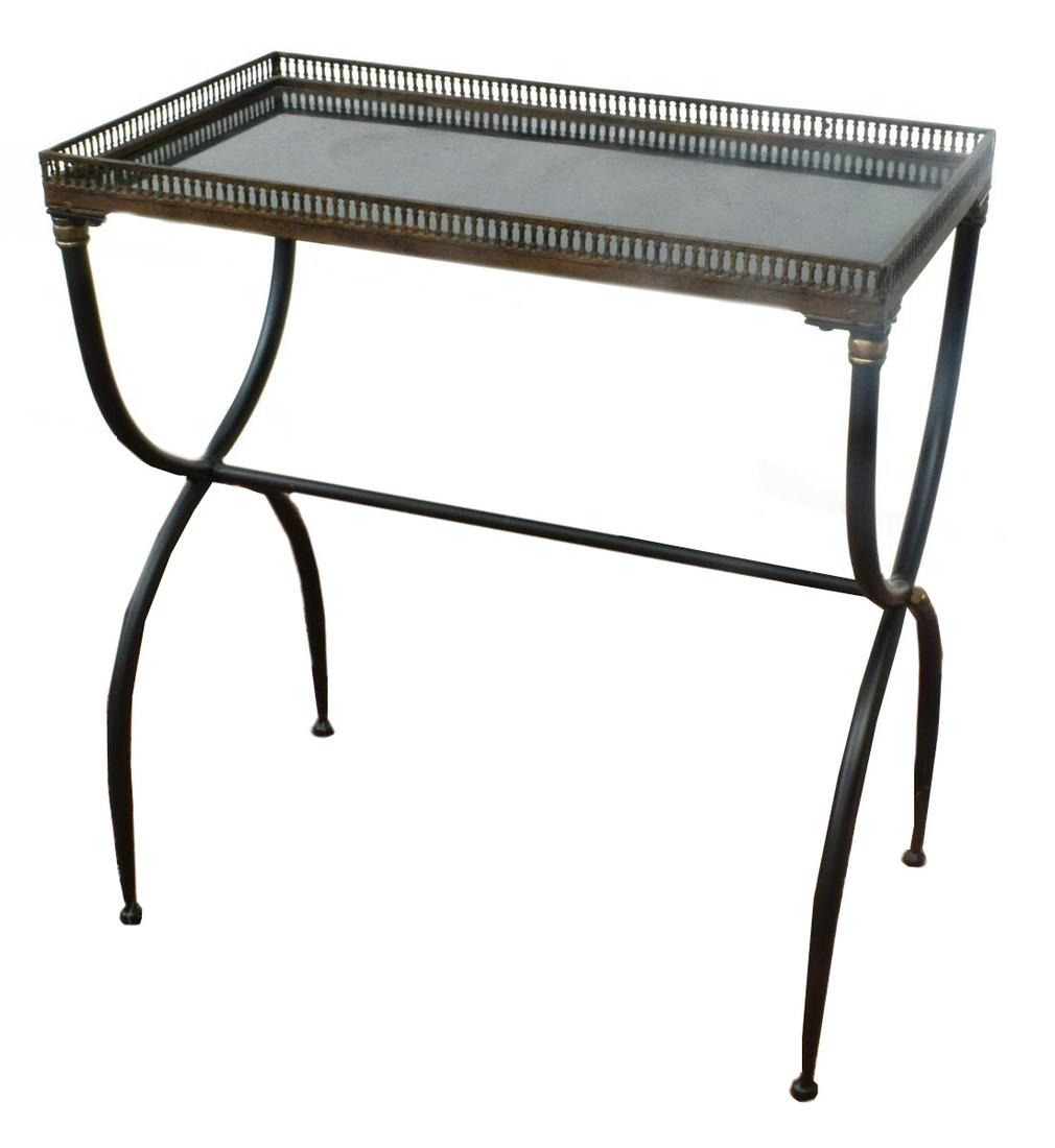 NEOCLASSICAL STYLE GRANITE-TOP IRON CURULE TABLE (1 of 3)