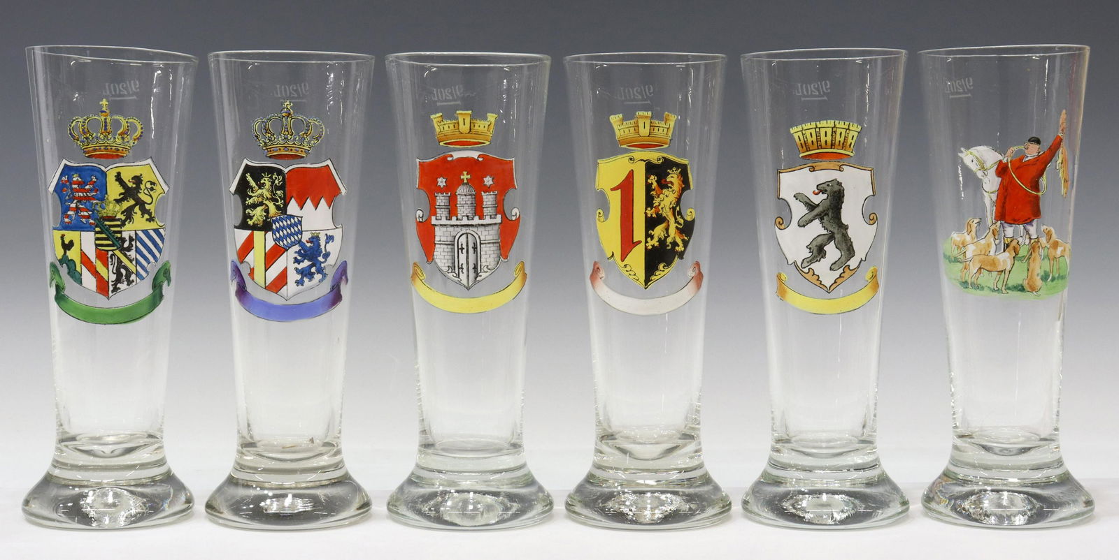 (6) GERMAN ENAMELED GLASS PILSNER BEER GLASSES (1 of 4)