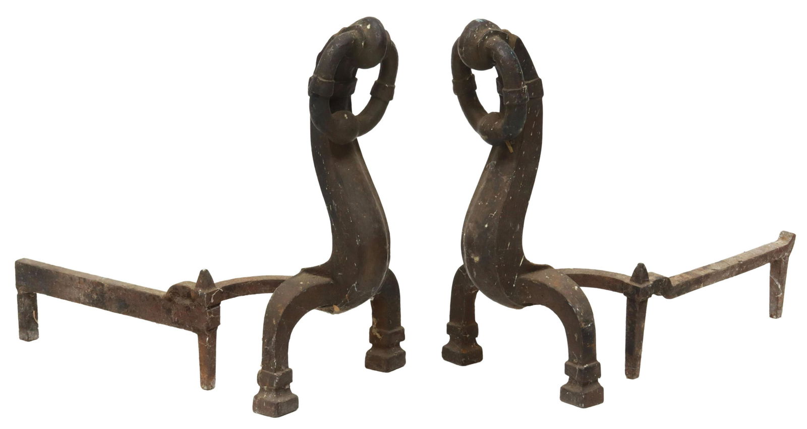 (2) CONTINENTAL FORGED IRON FIREPLACE ANDIRONS (1 of 3)