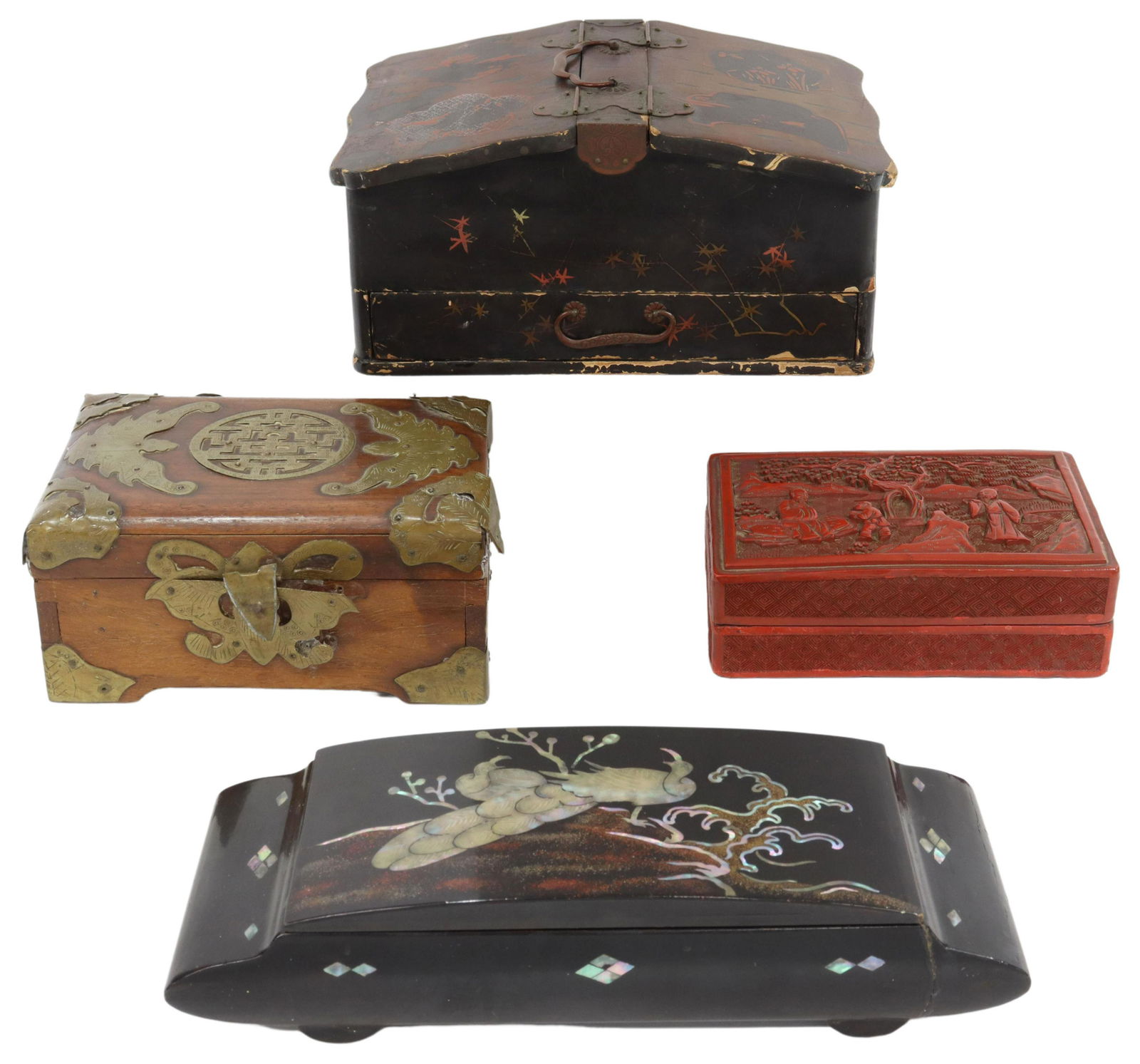 (4) SMALL ASIAN BOXES LACQUER & MOP INLAY (1 of 5)