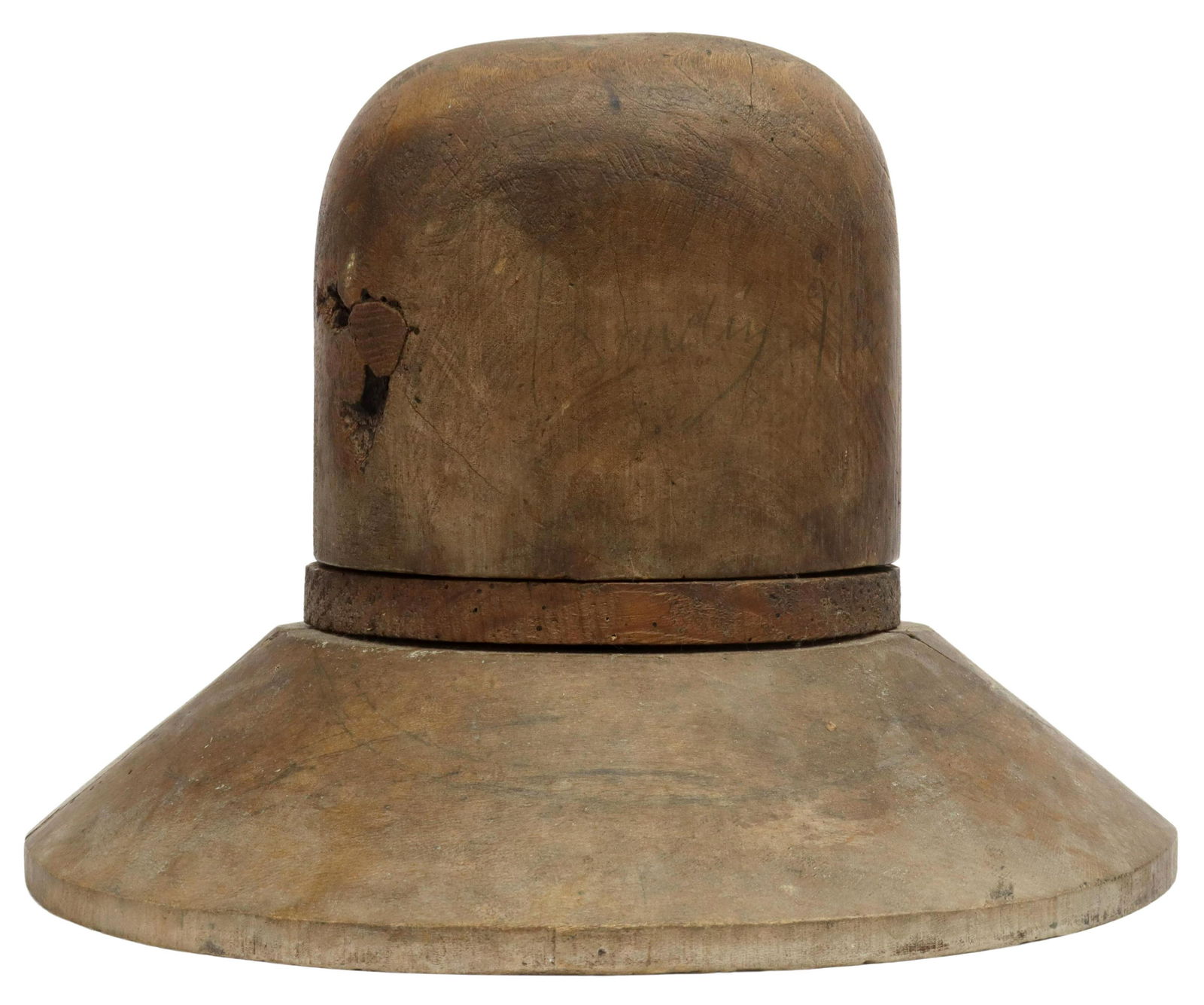 MILLINERY WOOD HAT BLOCK FORM ON IRON STAND (1 of 7)