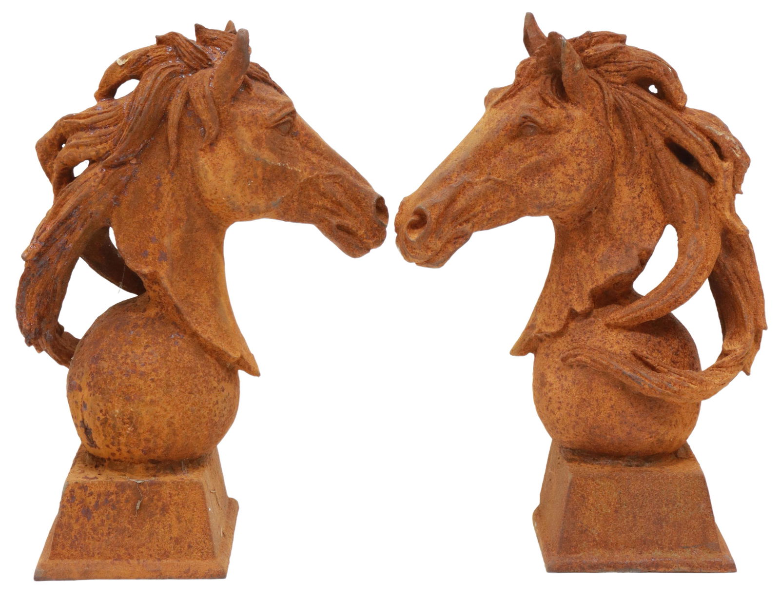 (2) CAST IRON HORSE HEAD GATE POST FINIALS (1 of 2)