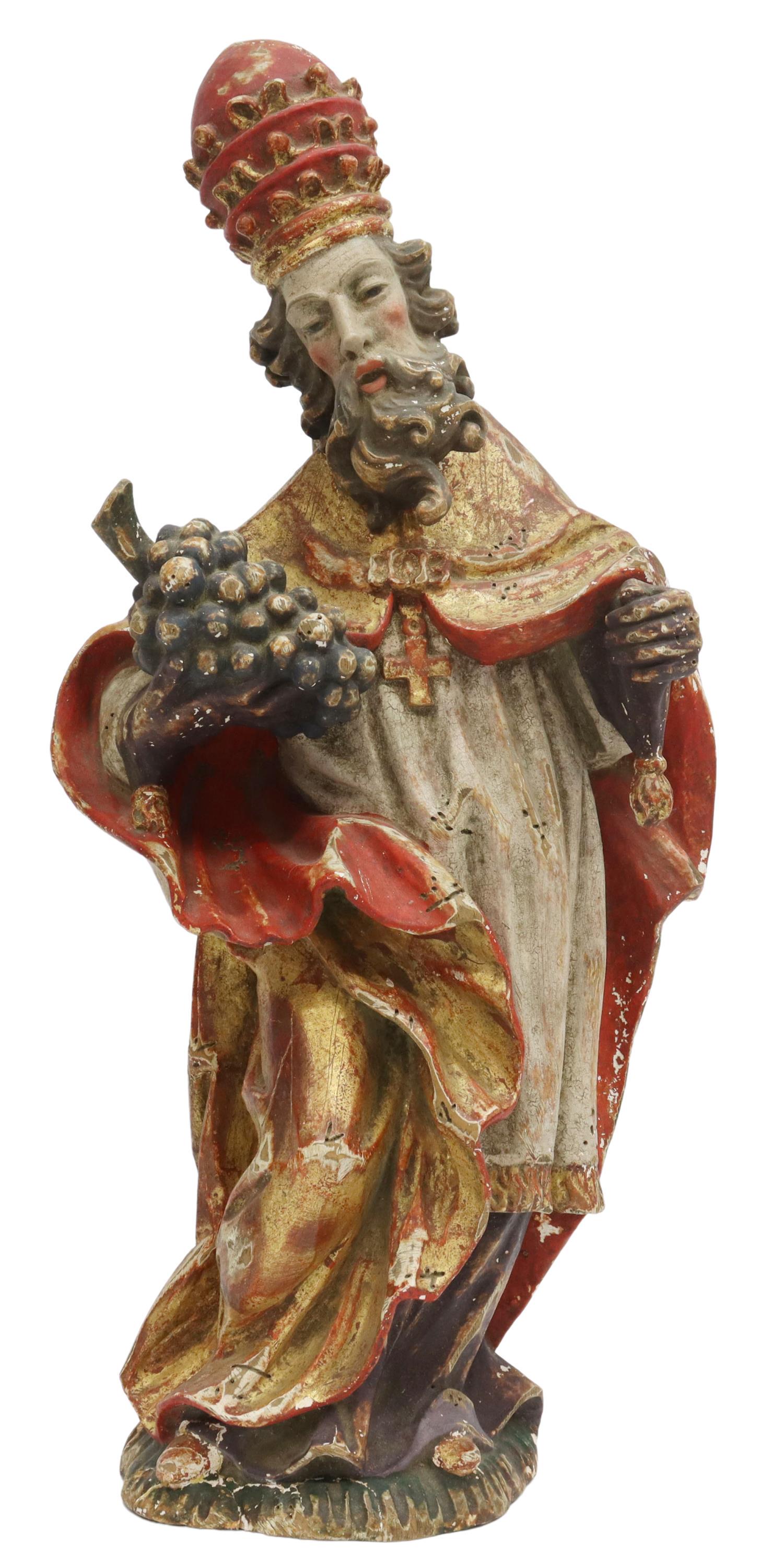 CONTINENTAL CARVED ALTAR FIGURE SAINT URBAN, 21.5" (1 of 4)
