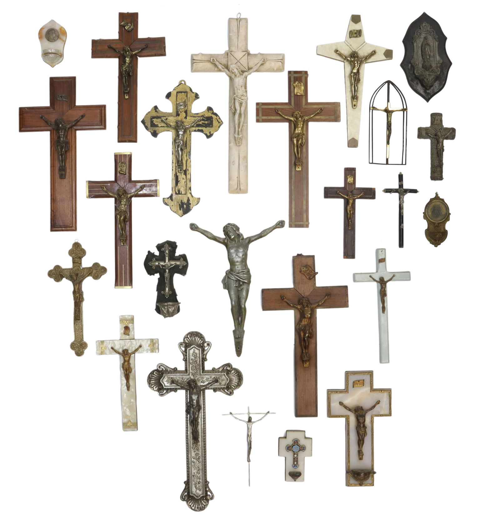 (23) COLLECTION OF CRUCIFIXES & HOLY WATER FONTS (1 of 3)