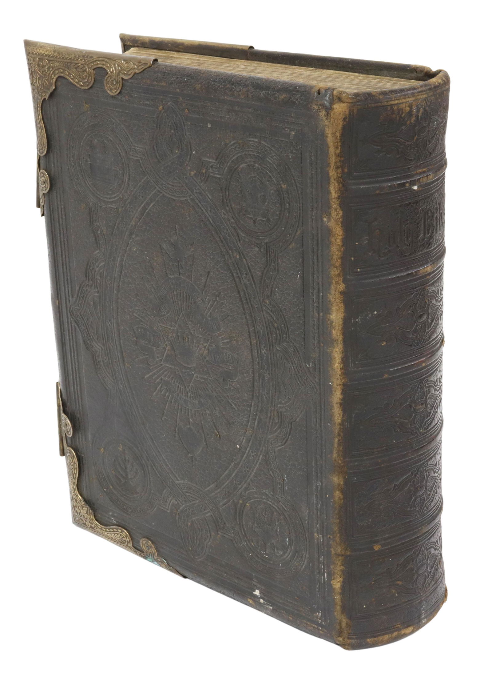 ENGLISH LEATHER-BOUND ILLUSTRATED FAMILY BIBLE (1 of 7)