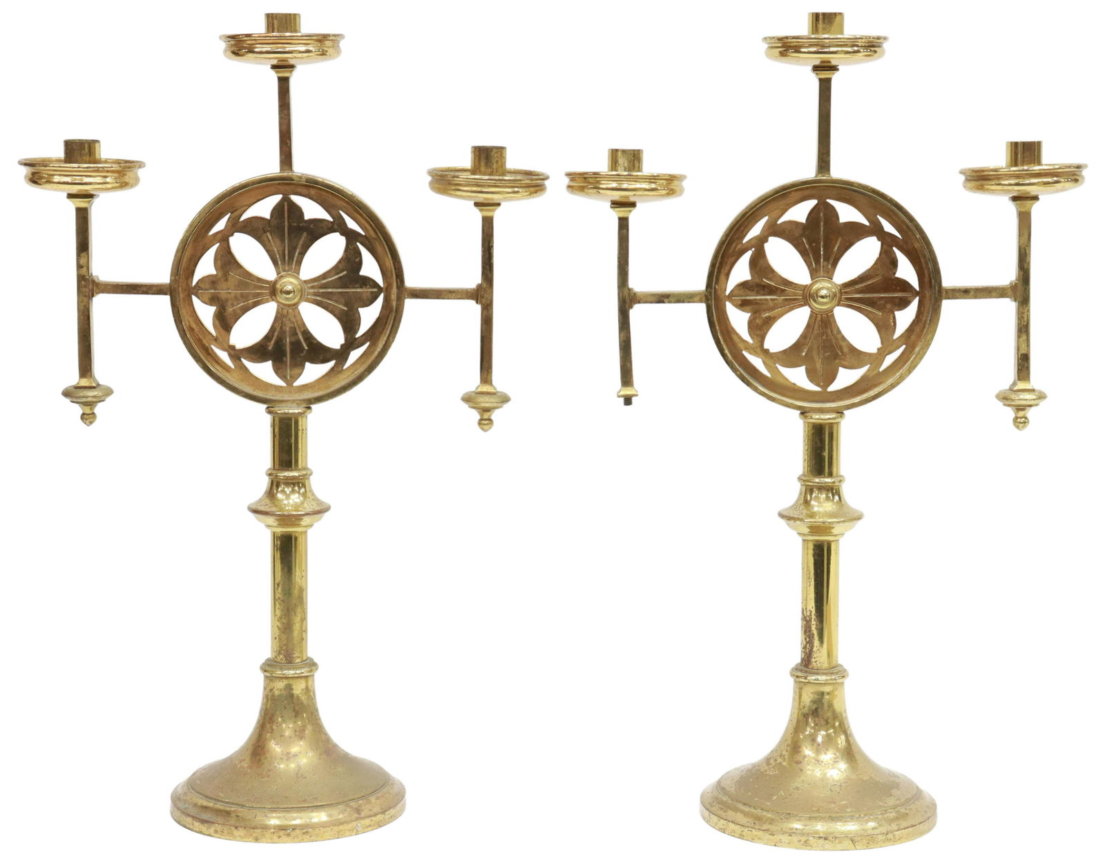 (2) ENGLISH VICTORIAN BRASS ALTAR CANDELABRA (1 of 2)