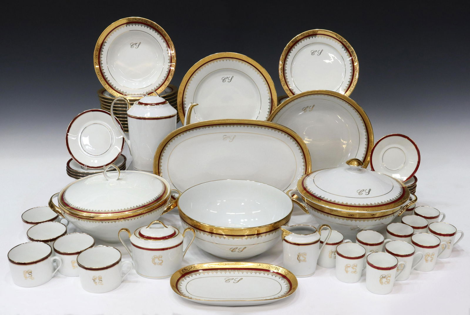 (76) FRENCH LIMOGES PORCELAIN DINNER & COFFEE SET (1 of 8)