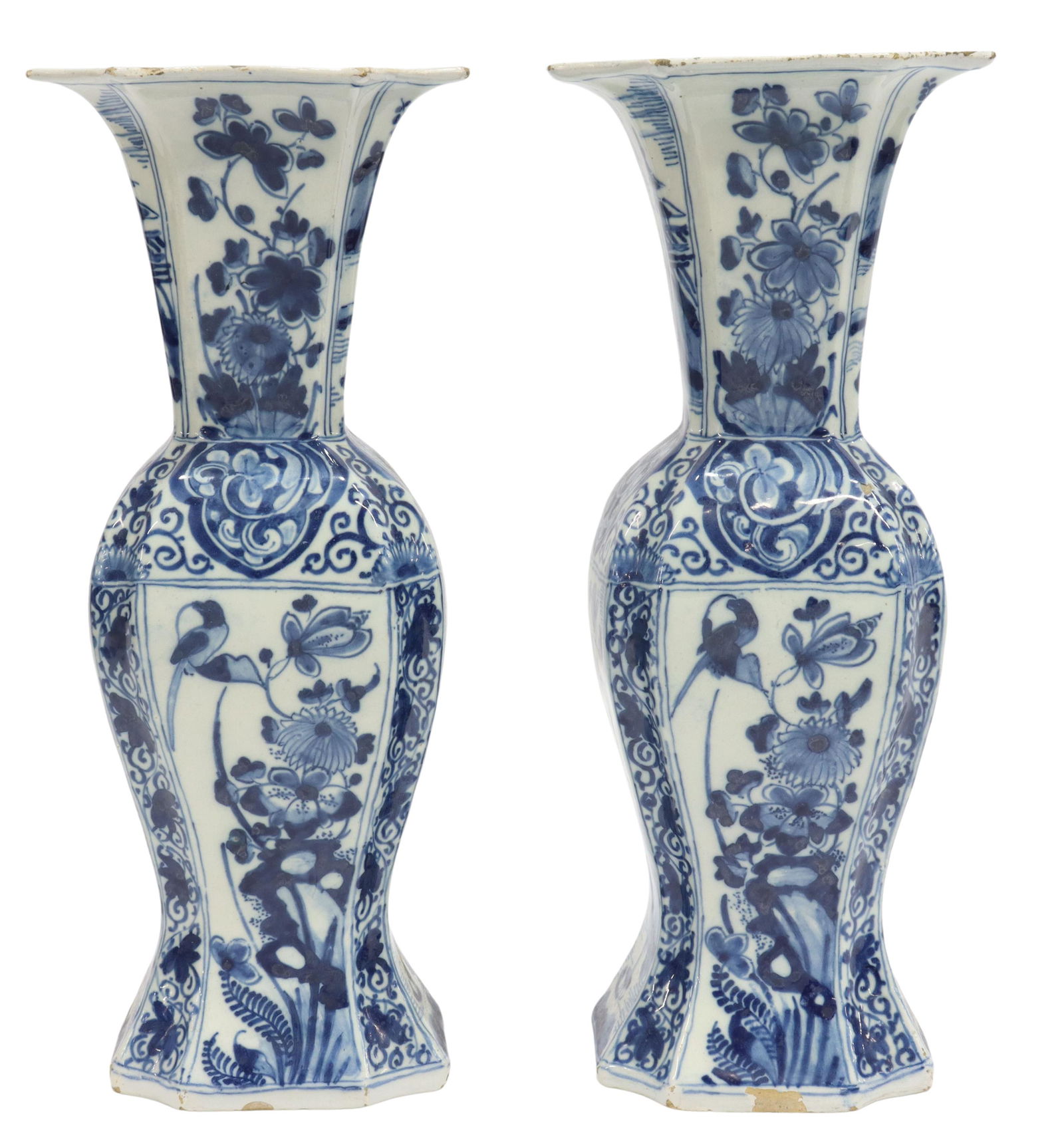 (2) DELFT VAN DER KOOL BLUE & WHITE VASES, 18TH C. (1 of 4)