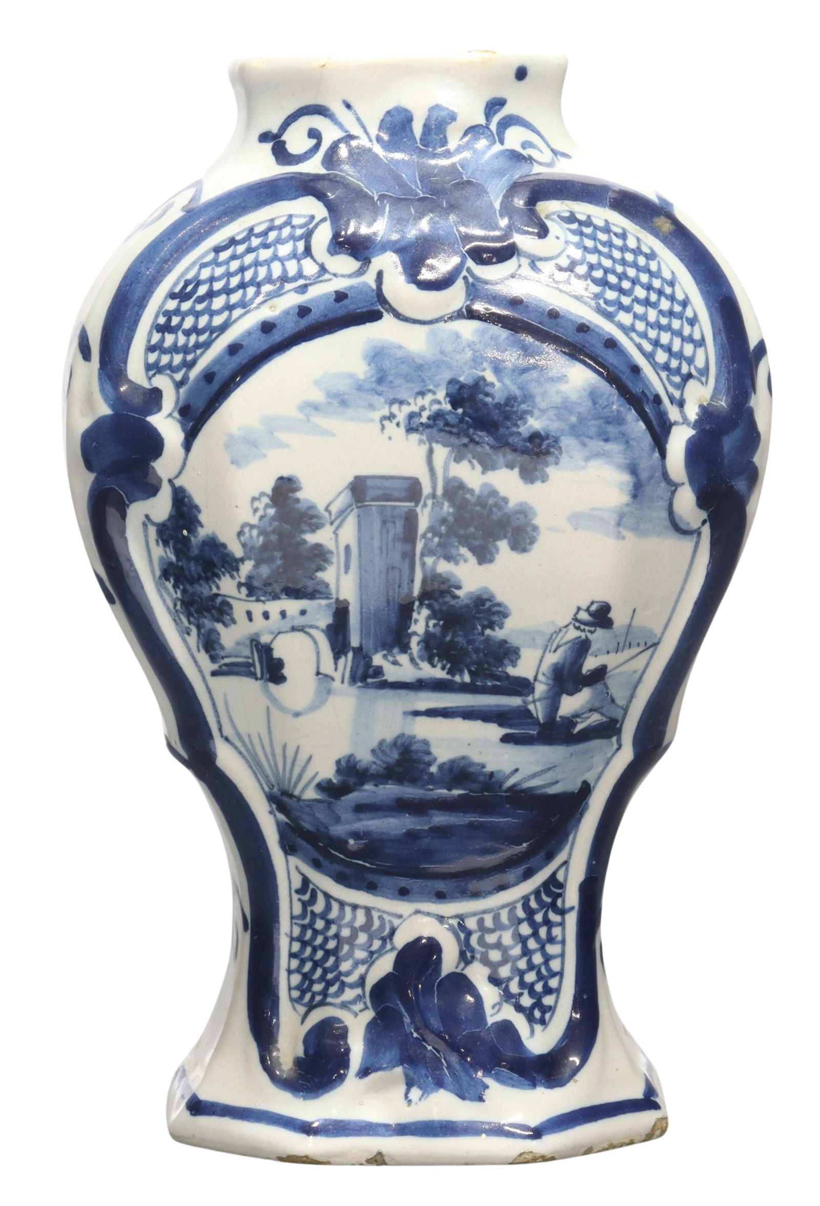 DELFT DE DRIE KLOKKEN BLUE & WHITE FAIENCE VASE (1 of 4)