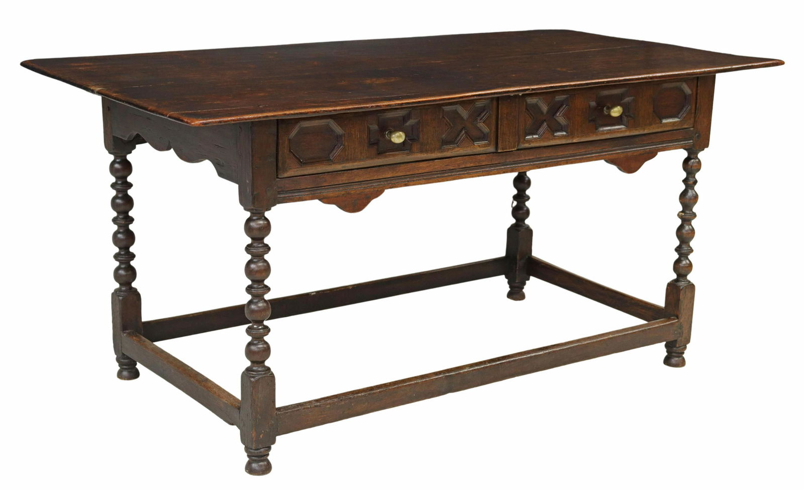 ENGLISH JACOBEAN STYLE OAK WORK TABLE, 17TH C. (1 of 5)