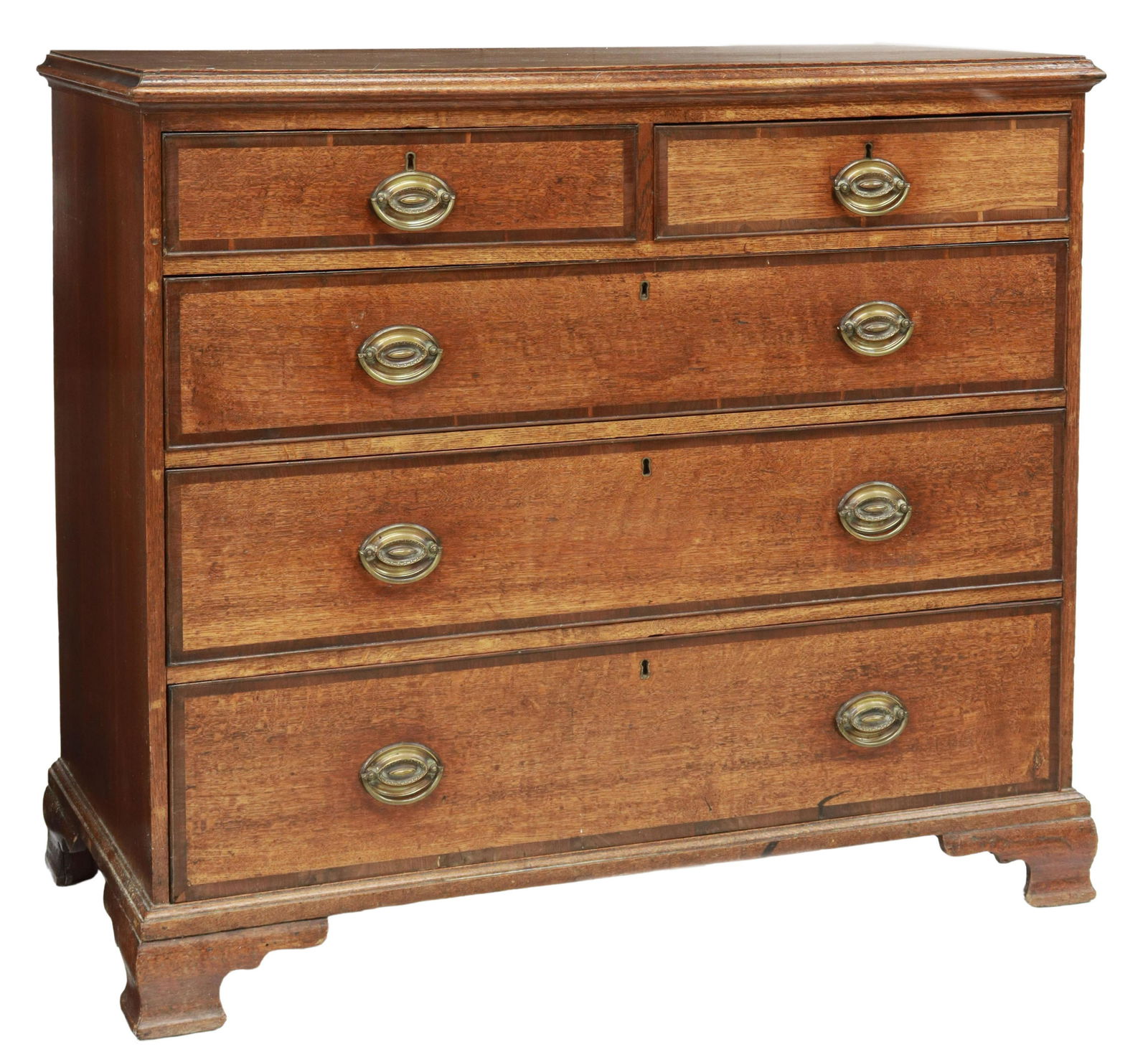 ENGLISH GEORGIAN OAK CHEST OF DRAWERS, 18TH C. (1 of 5)
