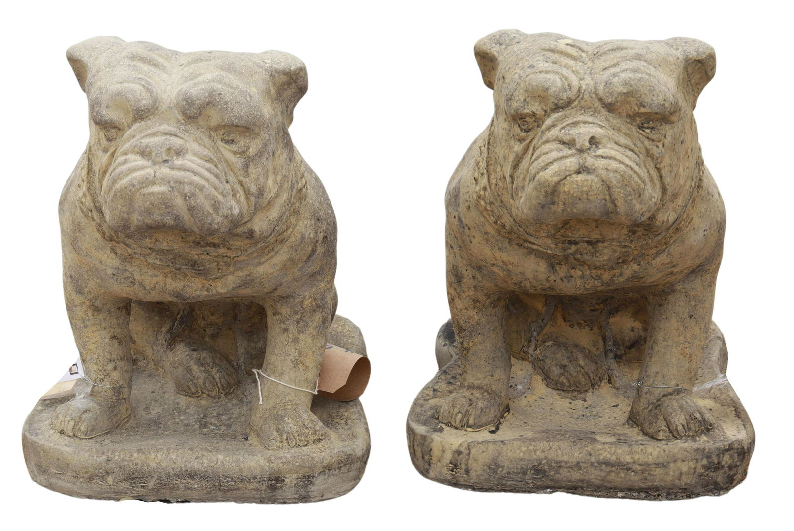 (PR) CAST STONE SEATED BULLDOG FIGURES, 16"H (1 of 2)