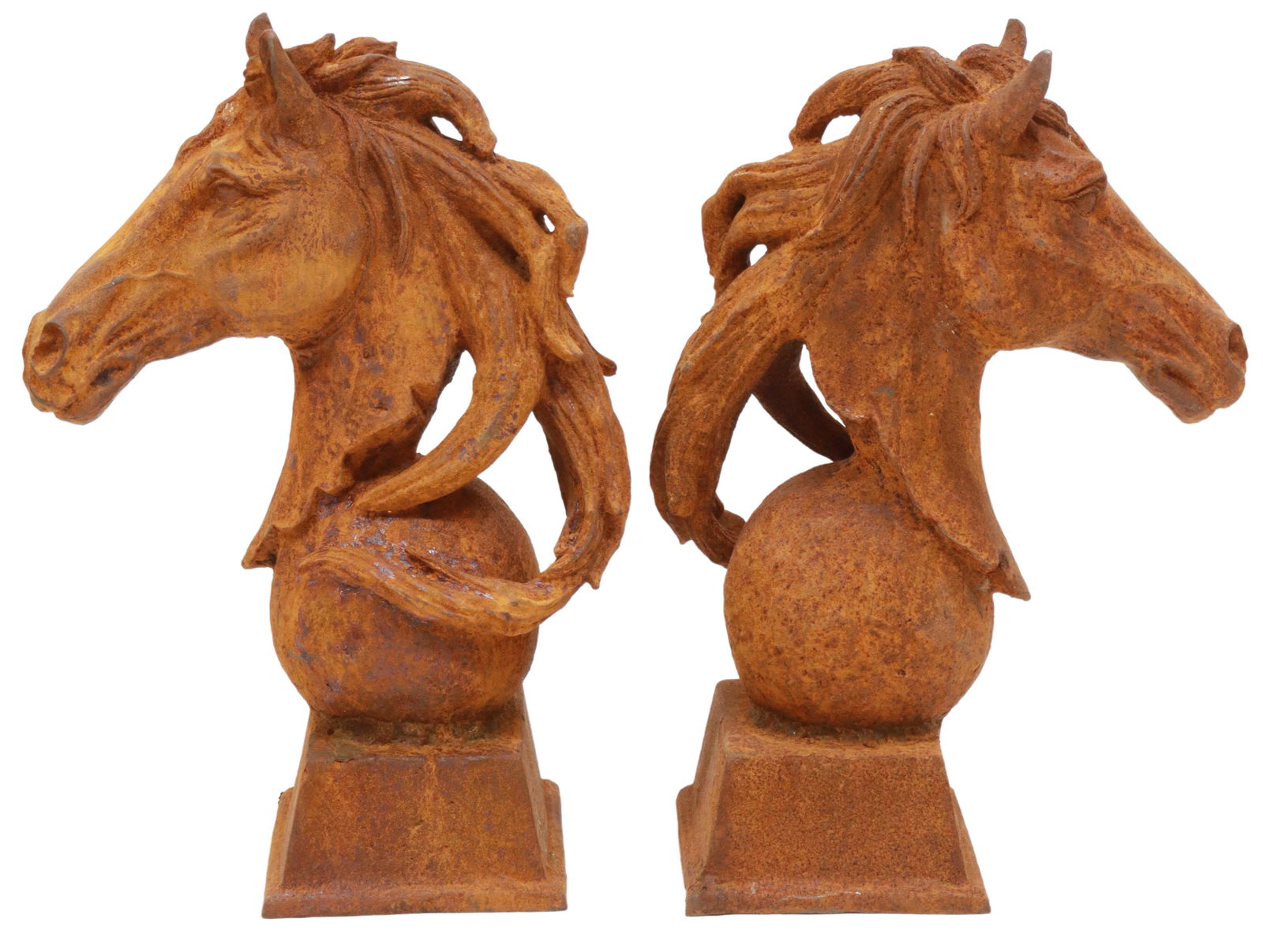 (2) CAST IRON HORSE HEAD GATE POST FINIALS (1 of 2)