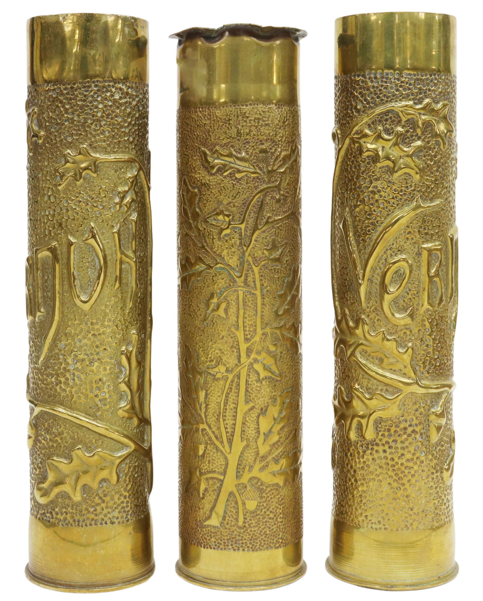 (3) WWIERA TRENCH ART ARTILLERY SHELL VASES Barnebys