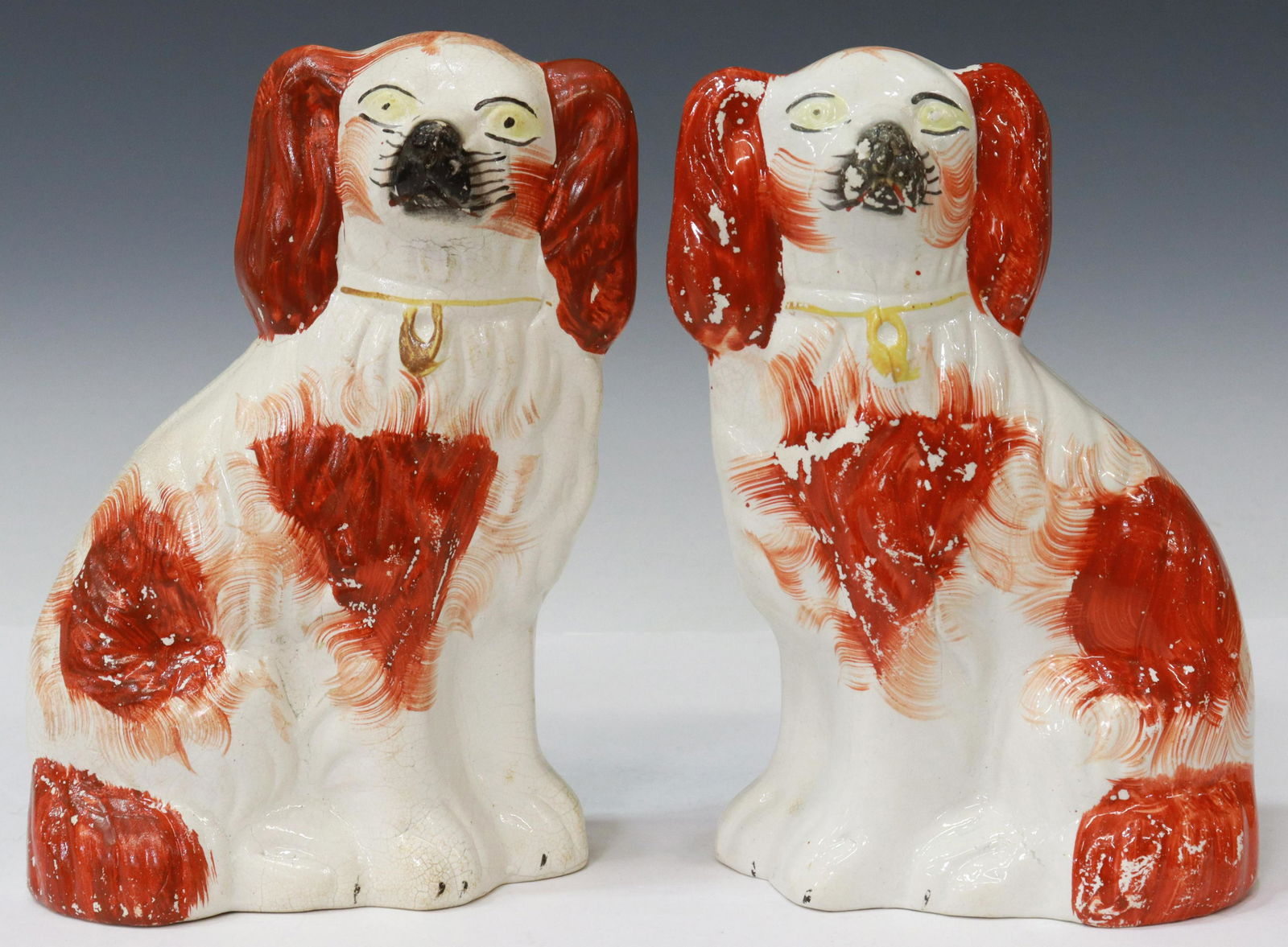 (2) ENGLISH VICTORIAN STAFFORDSHIRE MANTEL DOGS (1 of 3)