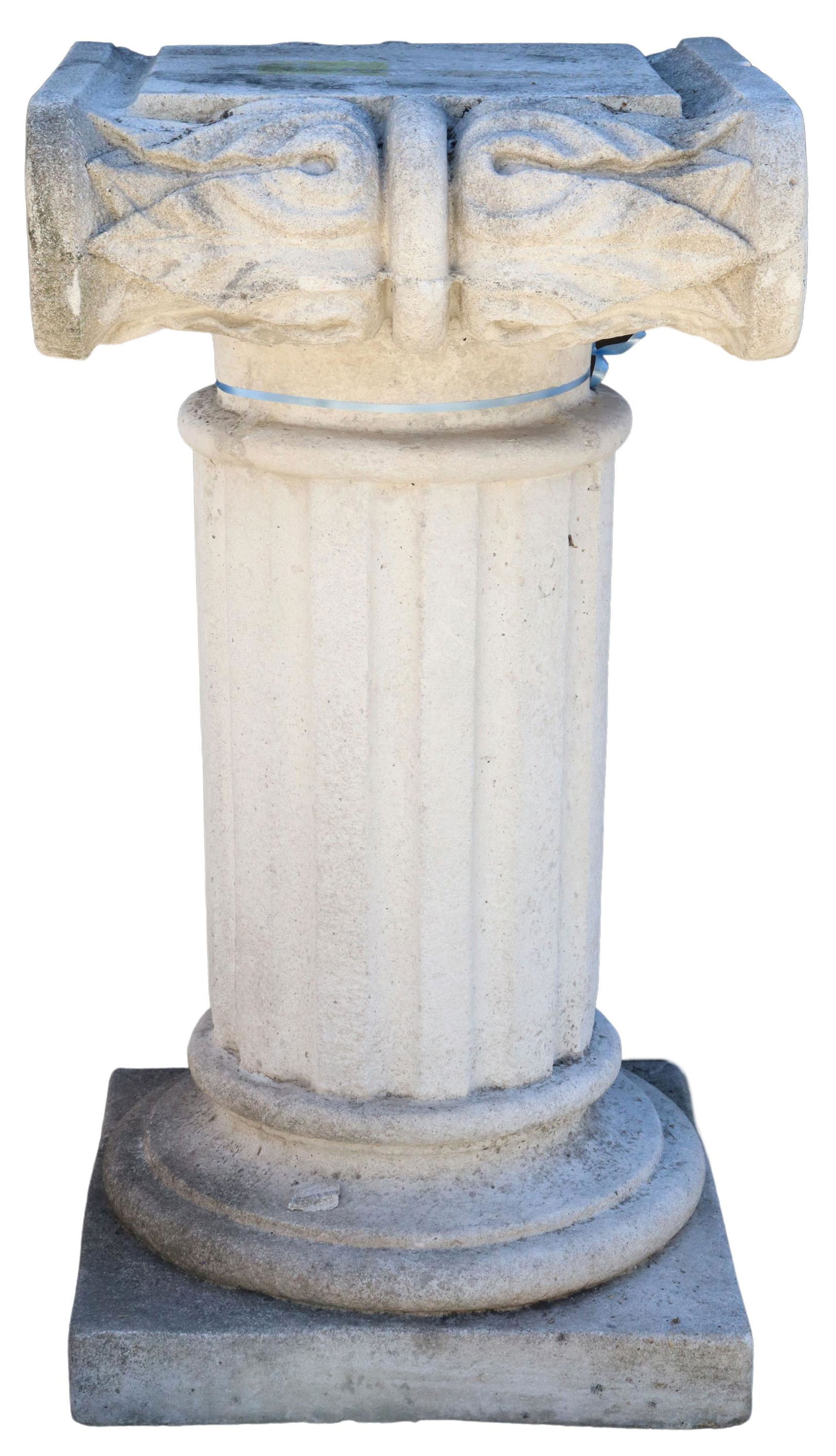 LARGE CAST STONE IONIC FLUTED GARDEN PEDESTAL,30"H (1 of 4)