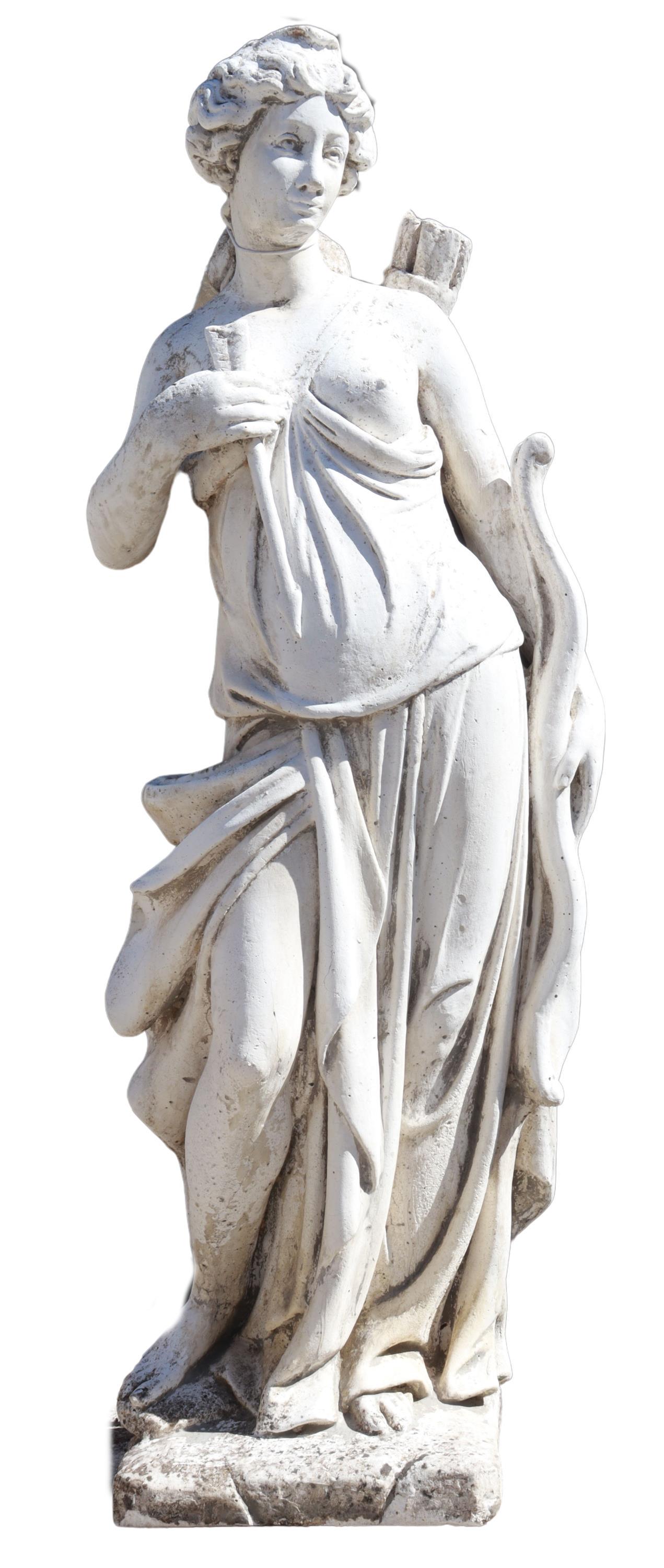CAST STONE GARDEN FIGURE, DIANA THE HUNTRESS, 55"H (1 of 2)