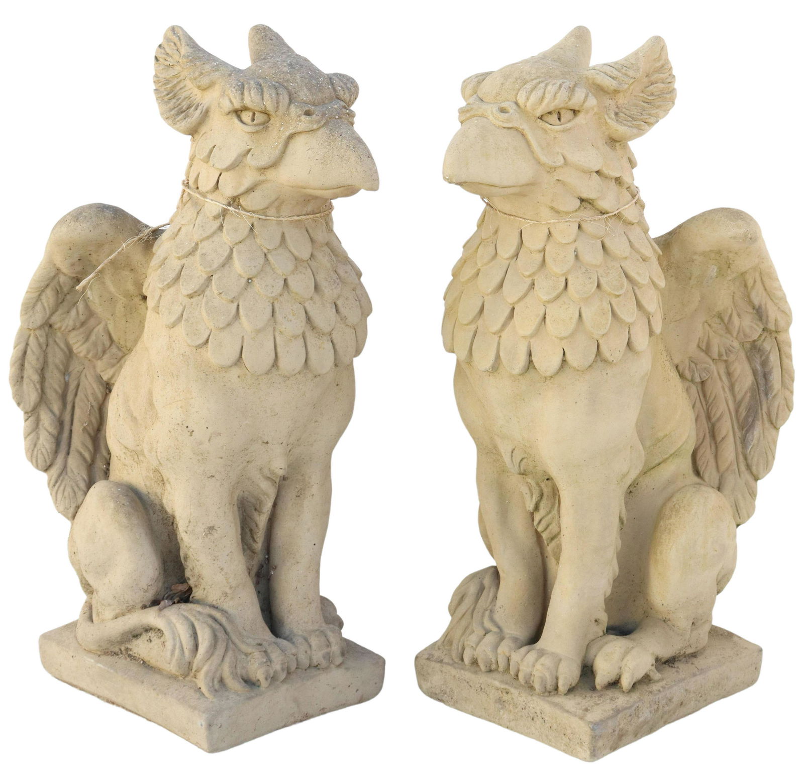 (2) CAST STONE FIGURAL GARDEN SCULPTURES, GRIFFINS (1 of 3)