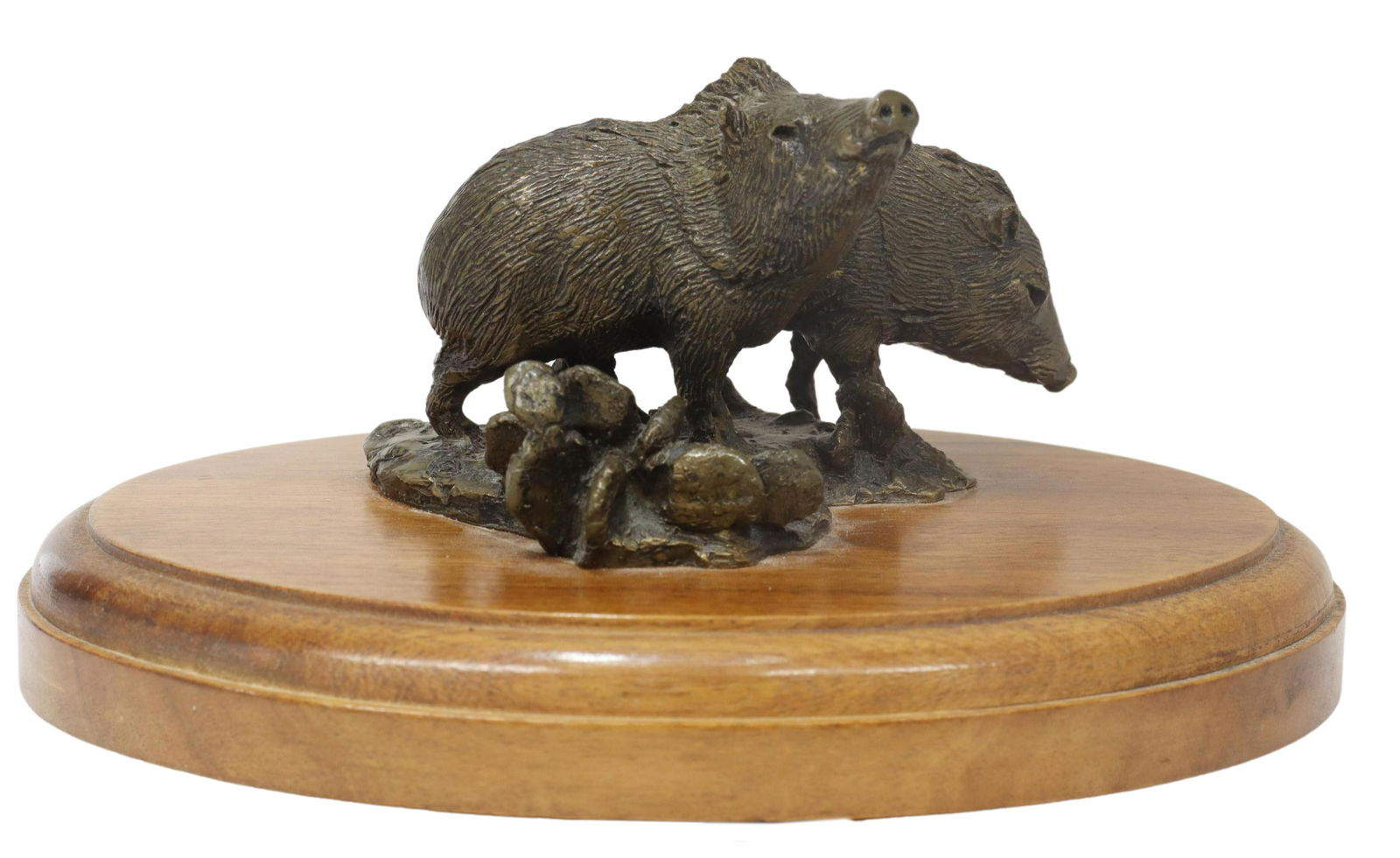 TOM TISCHLER (B.1950) BRONZE, TWO WILD BOARS (1 of 3)