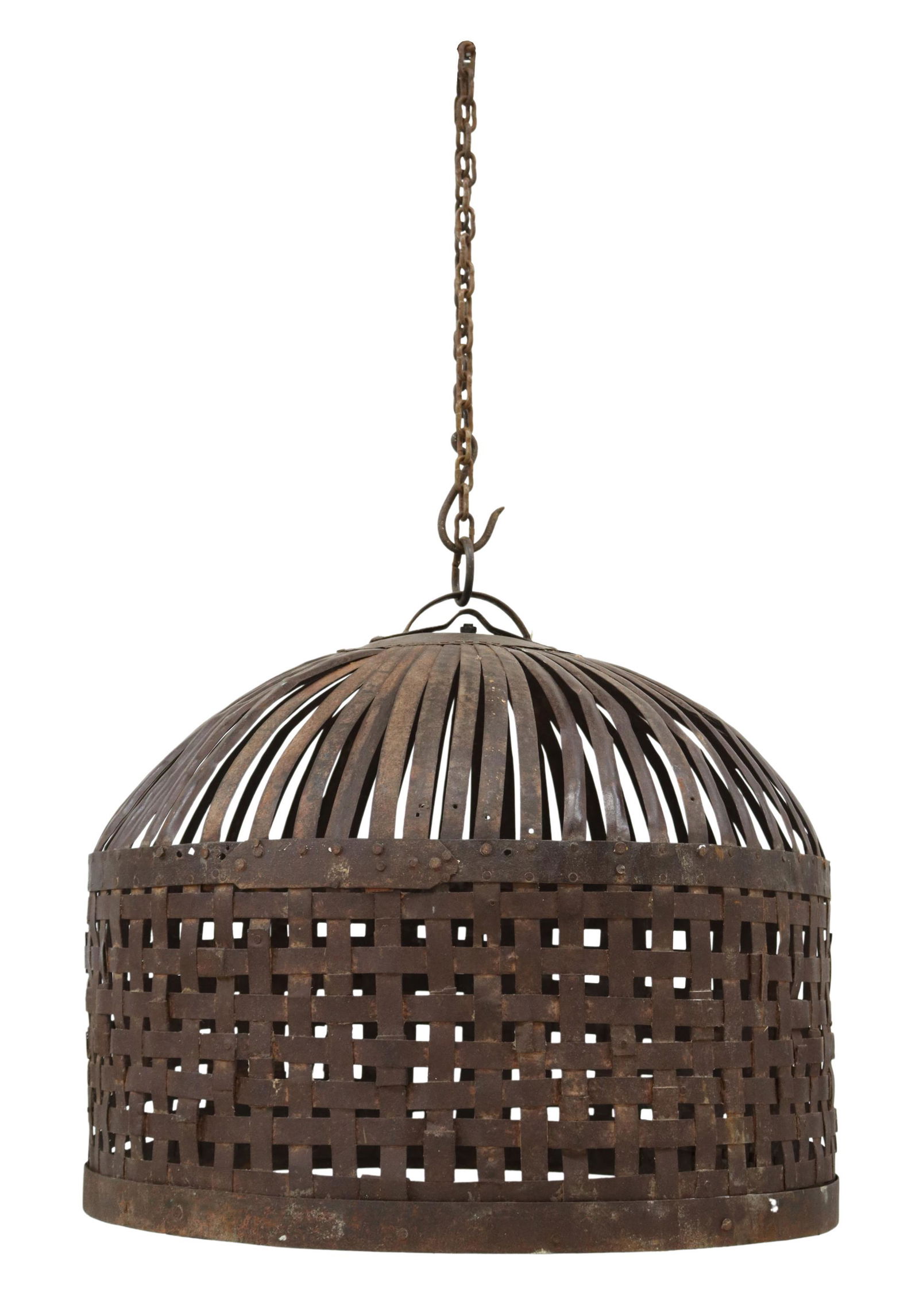 IRON DECORATIVE HANGING BASKET/CHICKEN COOP, 20THC (1 of 2)