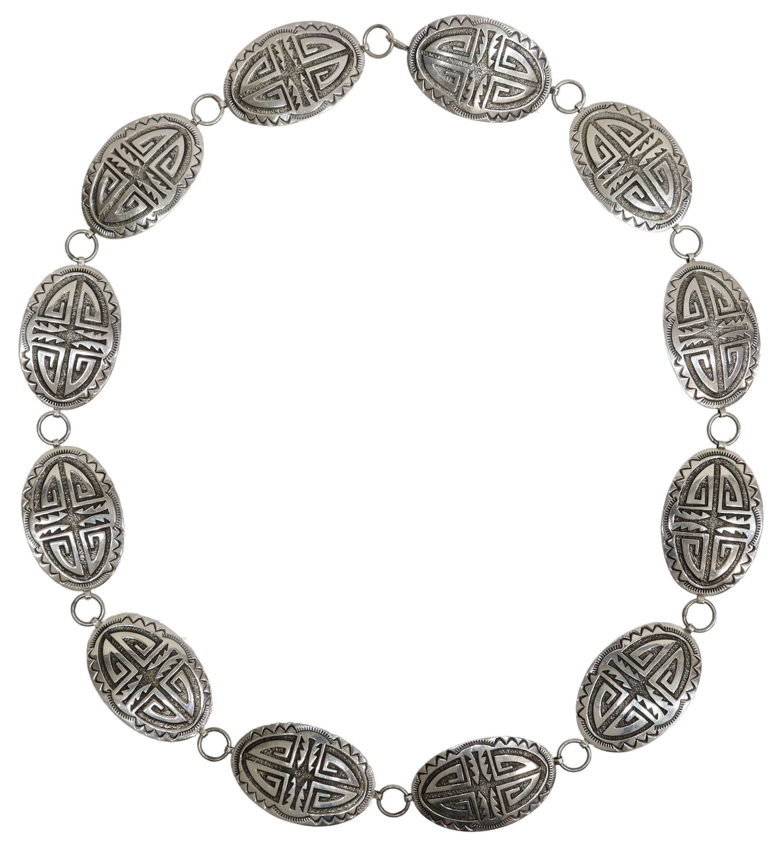 NATIVE AMERICAN HOPI SILVER OVERLAY CONCHO BELT (1 of 4)