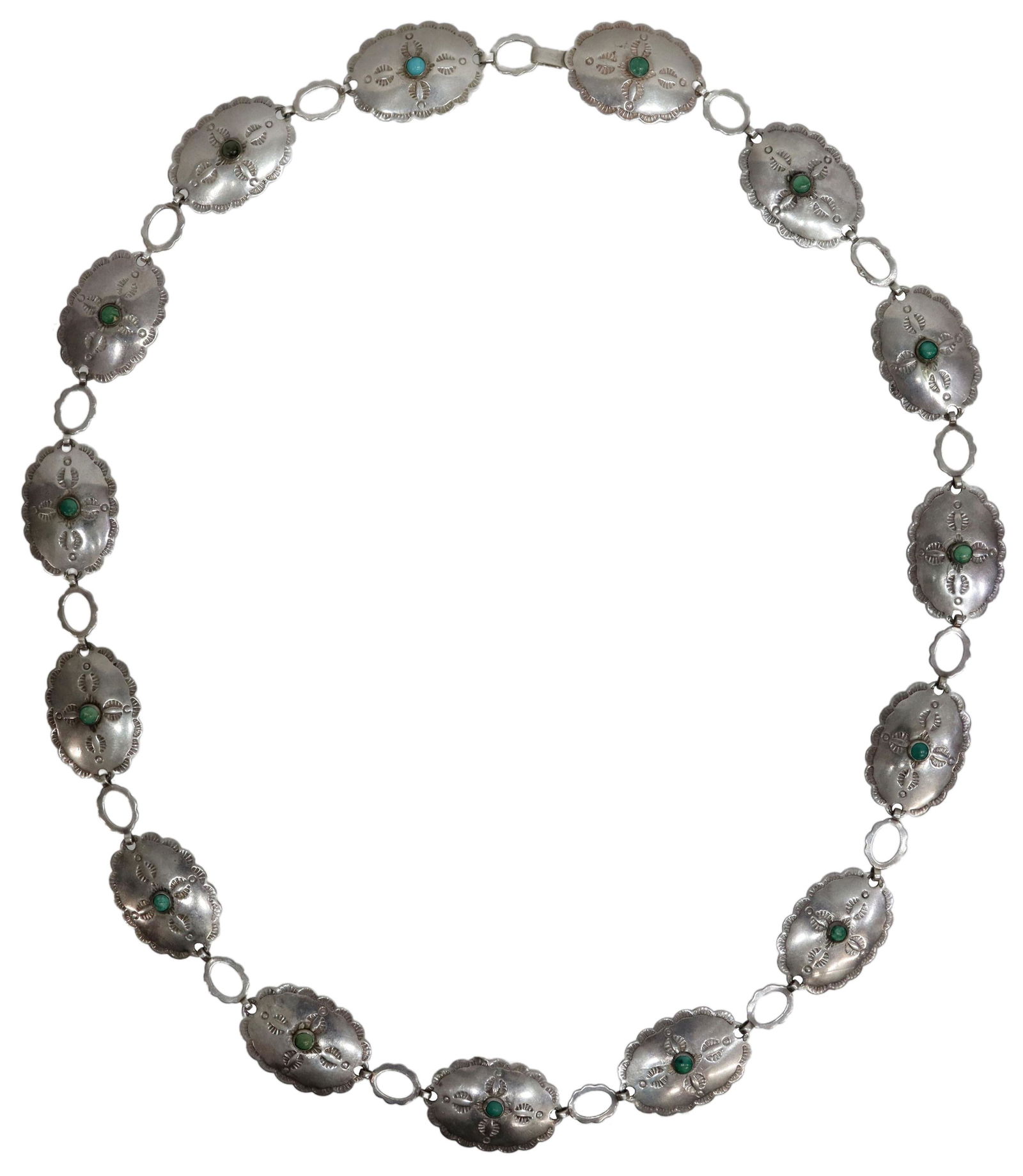 BELL TRADING POST STERLING & TURQUOISE CONCHO BELT (1 of 4)