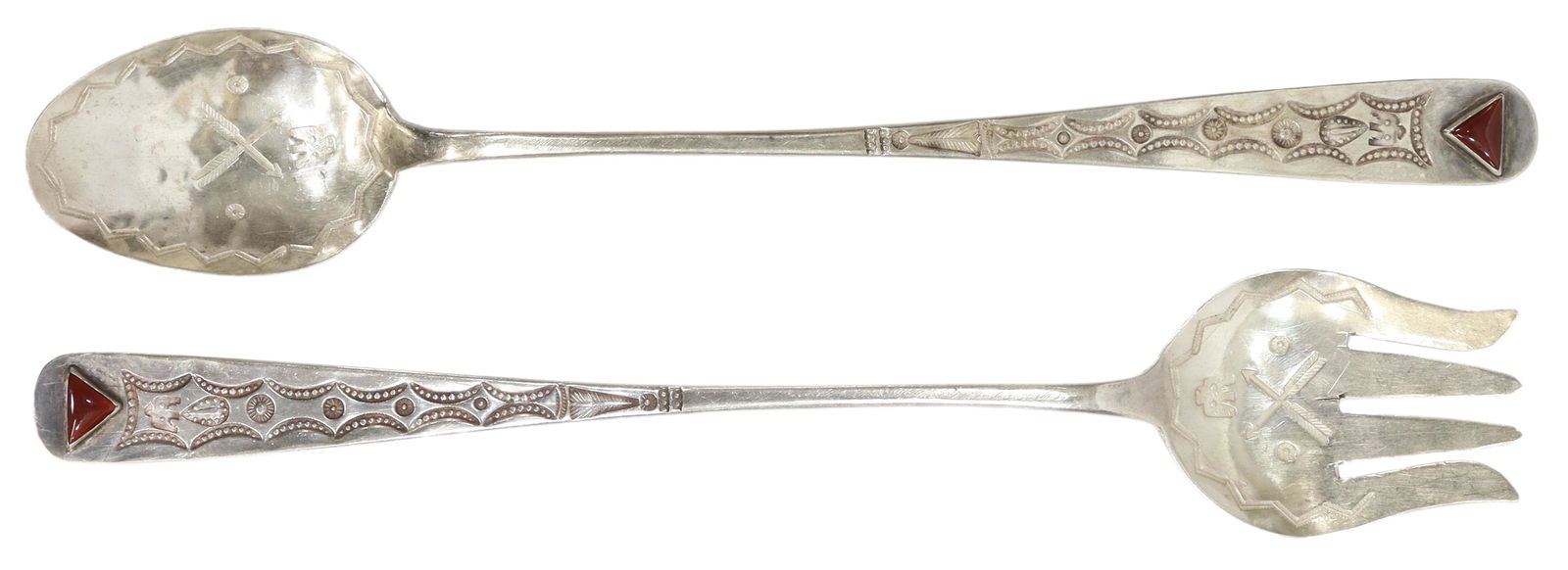 (2) NATIVE AMERICAN SILVER SERVING FORK & SPOON (1 of 3)