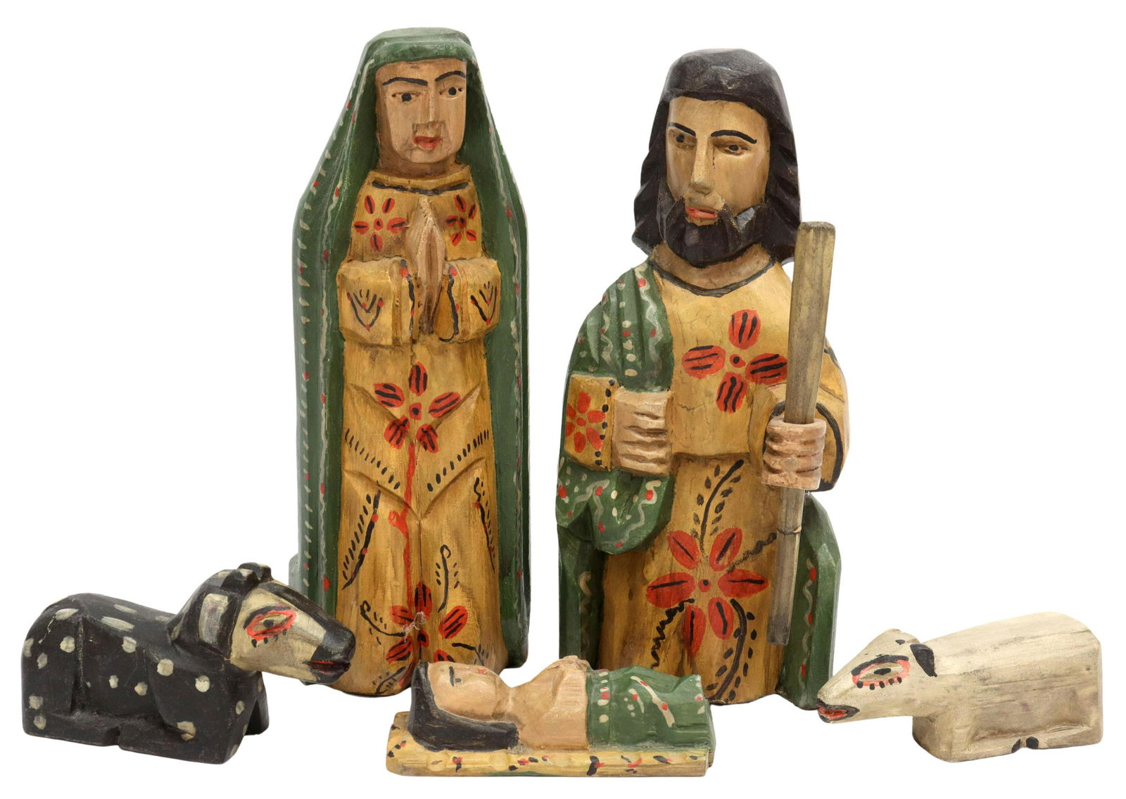 (5) CARVED WOOD CRECHE NATIVITY SCENE, GUATEMALA (1 of 4)