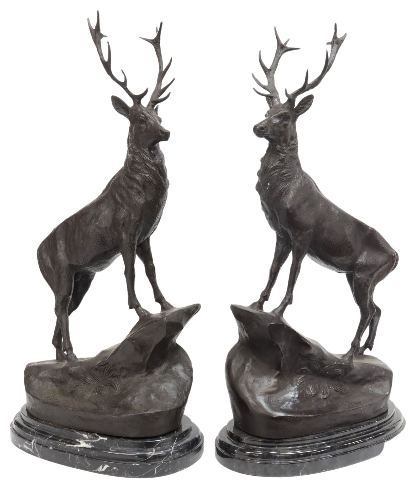 (2) PATINATED BRONZE STAGS AFTER JULES MOIGNIEZ (1 of 4)