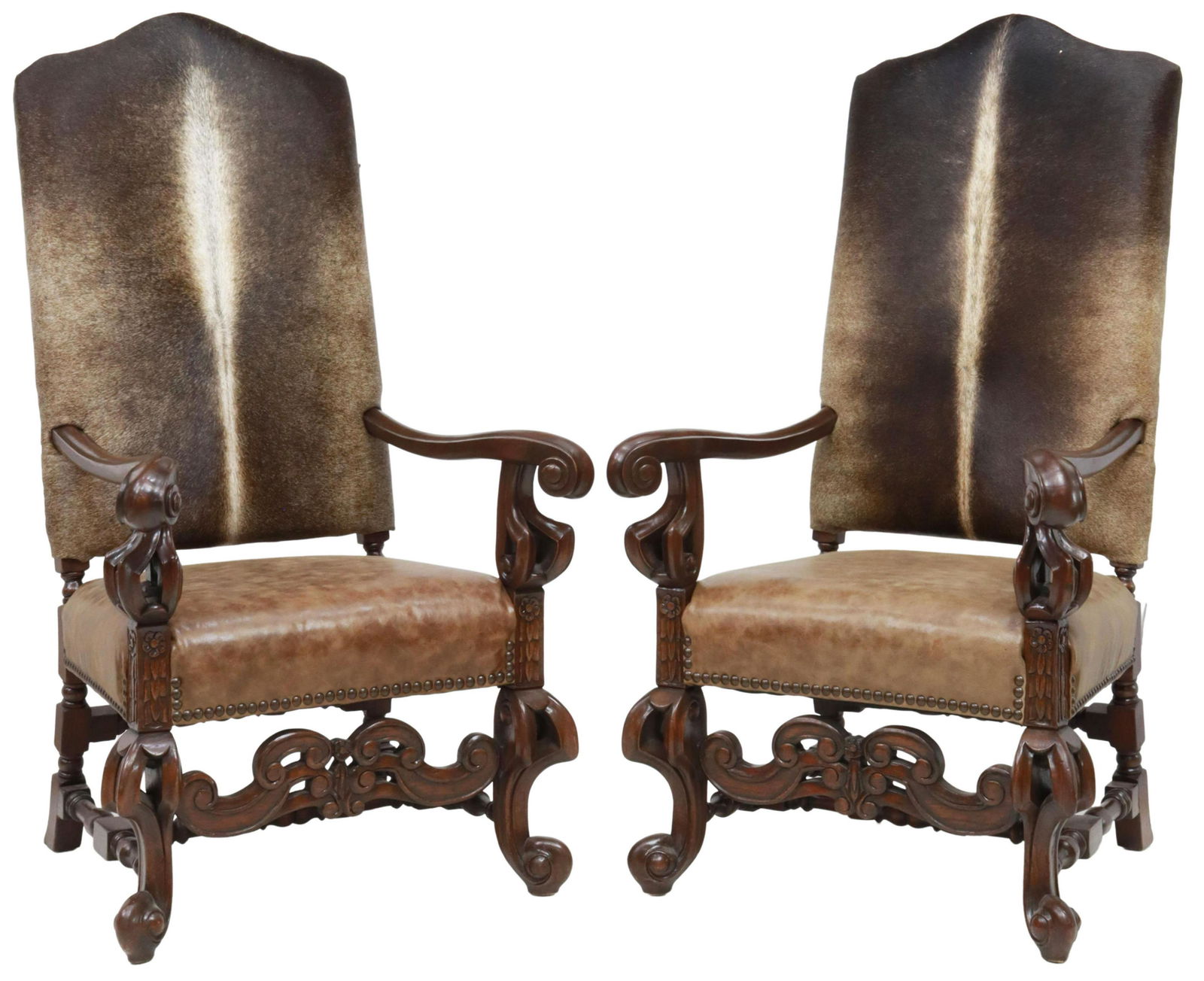 (2) COWHIDE & LEATHER UPHOLSTERED ARMCHAIRS (1 of 3)