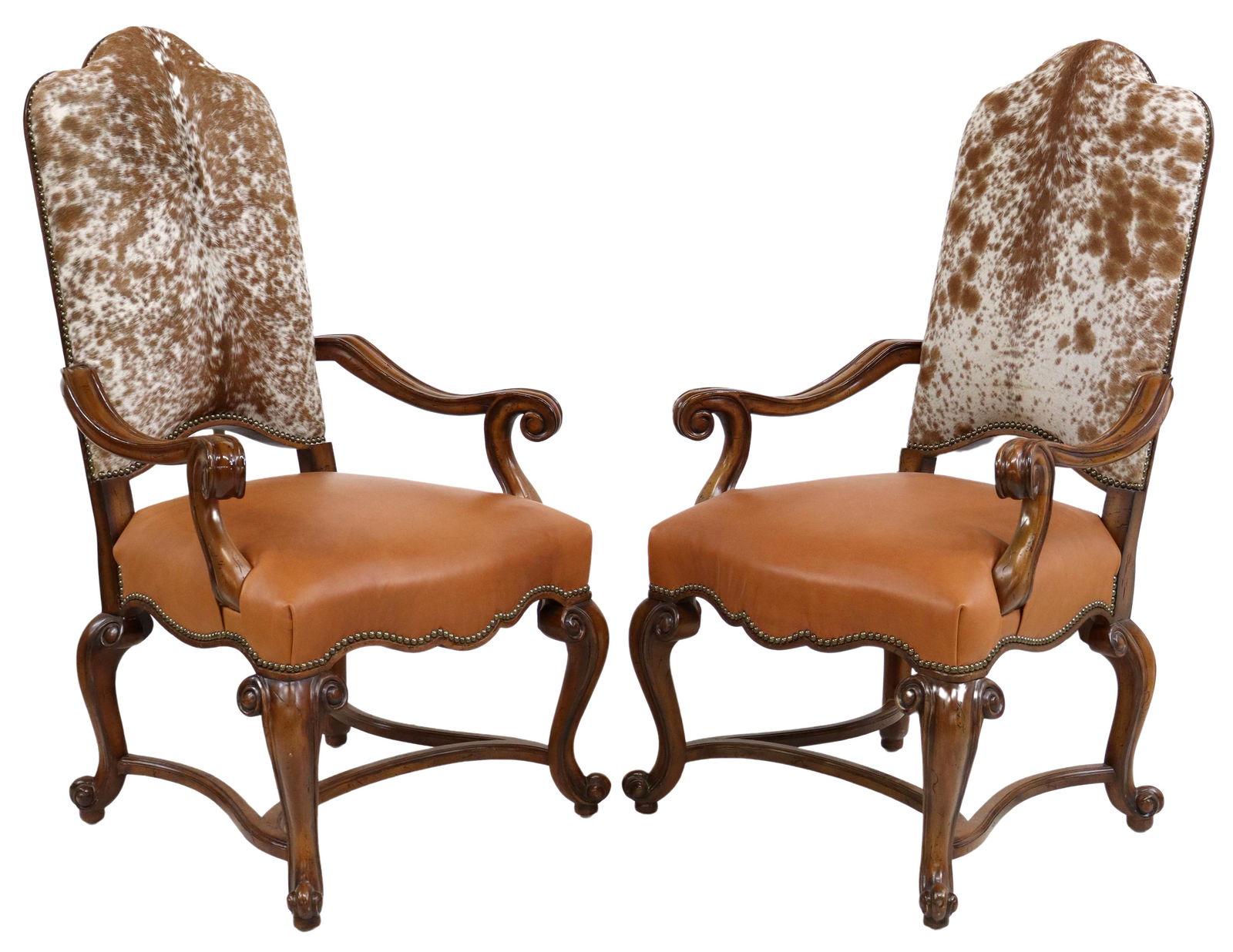 2) MAITLAND-SMITH LOUIS XV STYLE COWHIDE ARMCHAIRS (1 of 4)