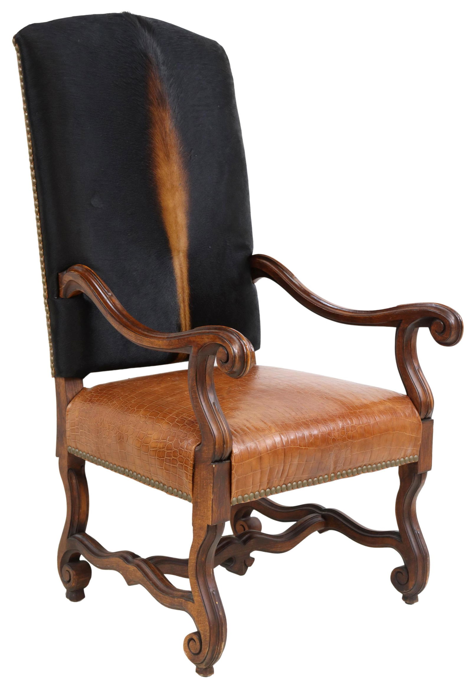 RALPH LAUREN COWHIDE & LEATHER HIGHBACK ARMCHAIR (1 of 4)