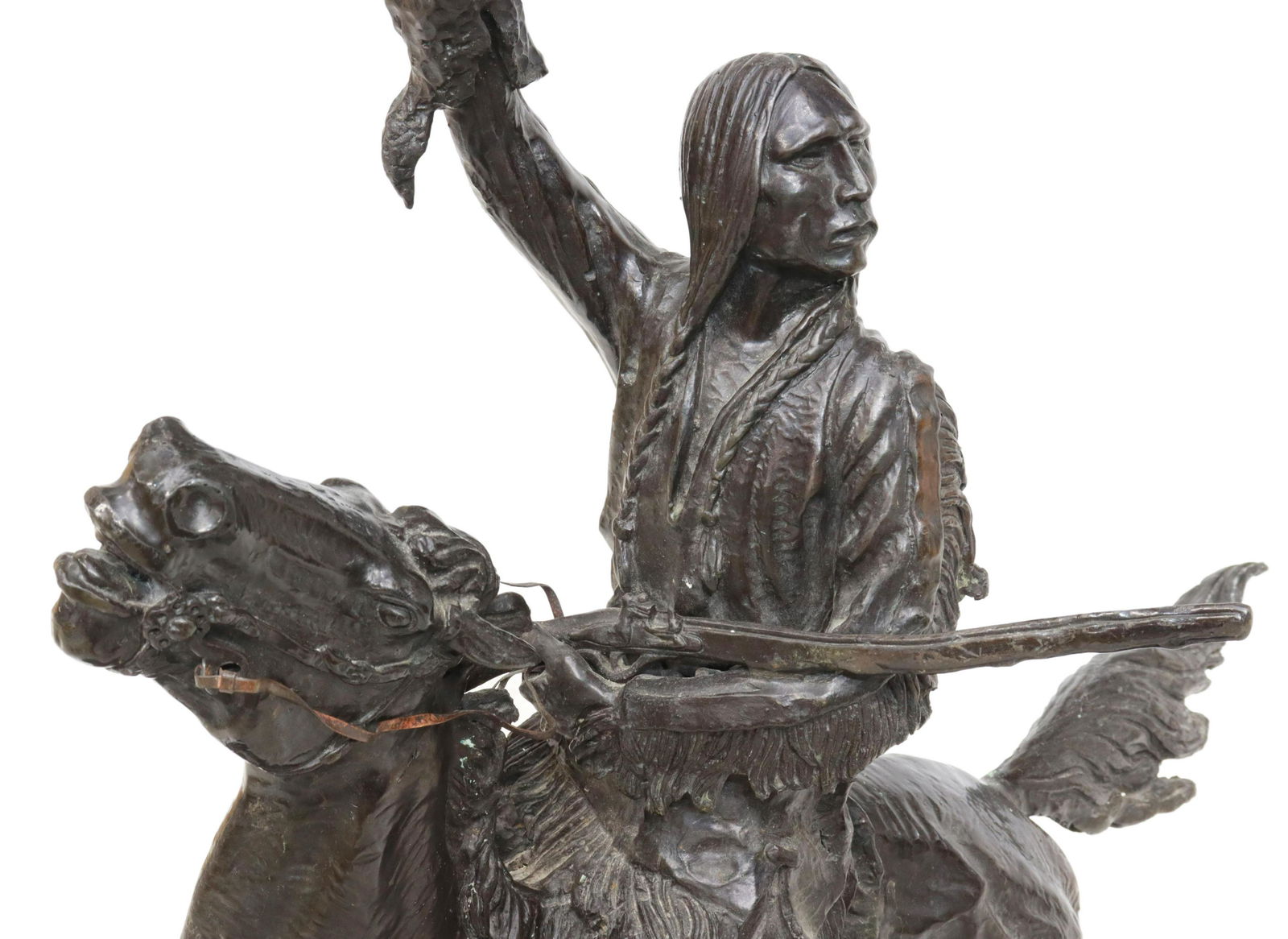 AFTER REMINGTON BRONZE, BUFFALO SIGNAL, 36.5"H (1 of 4)