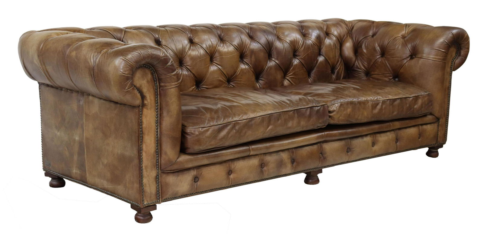 ENGLISH TUFTED BROWN LEATHER CHESTERFIELD SOFA (1 of 3)