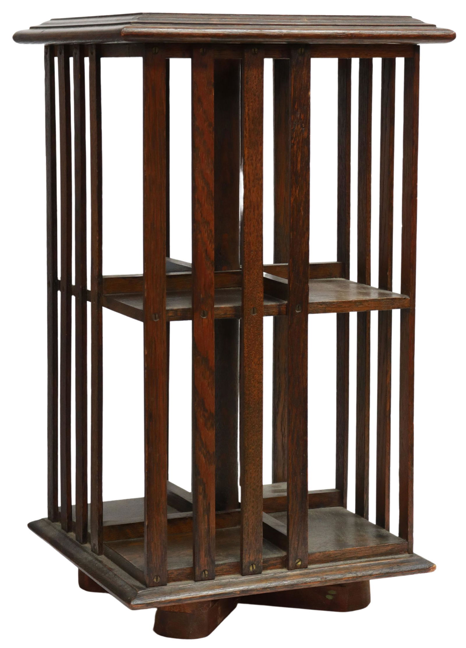 English Oak Tabletop Revolving Two Tier Bookstand